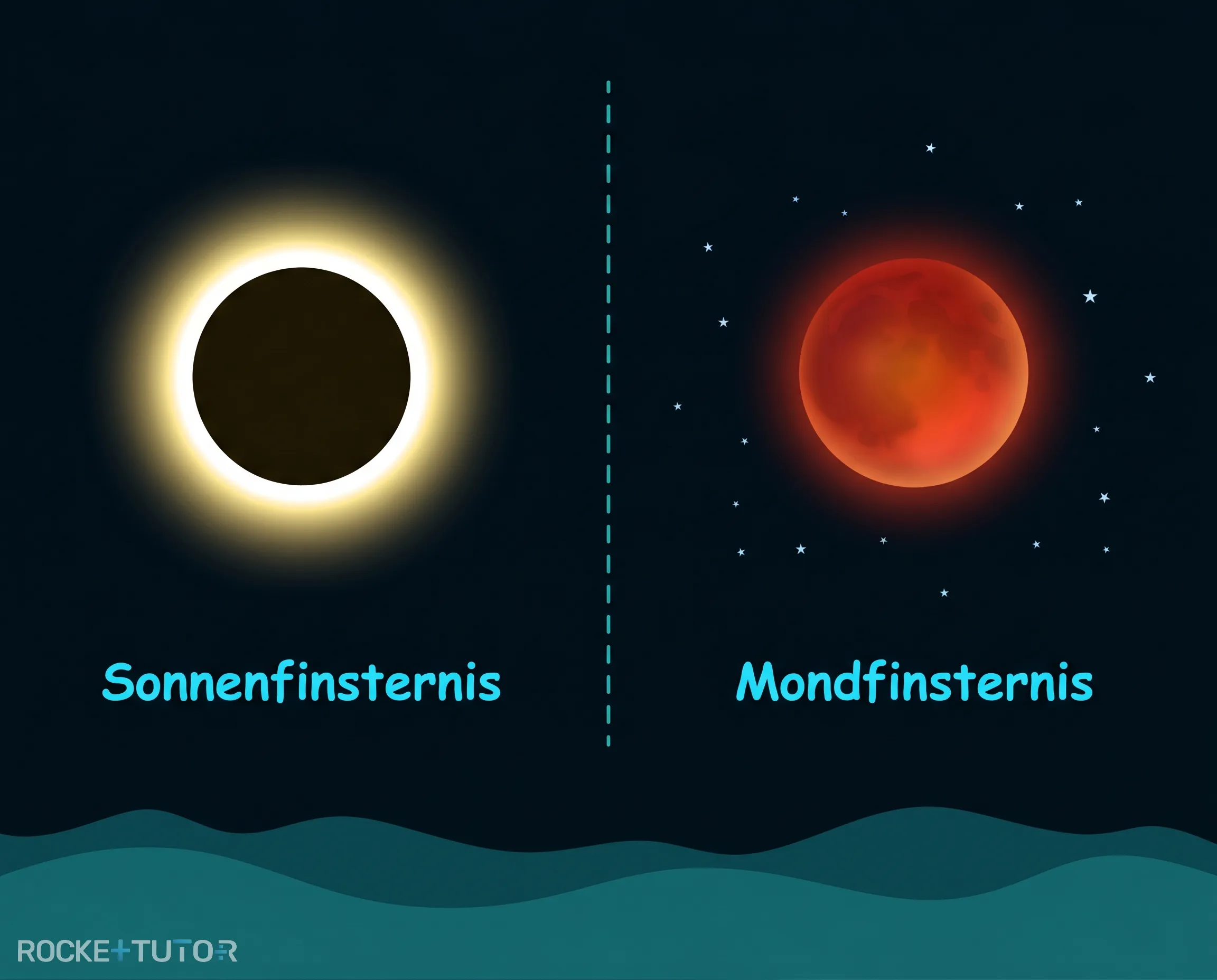 Sonnenfinsternis am dunklen Himmel