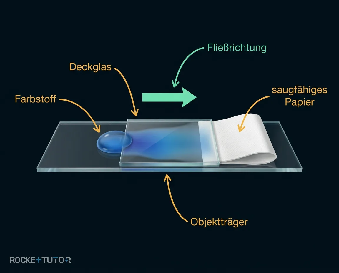 Durchzugsmethode mit Farbstoff