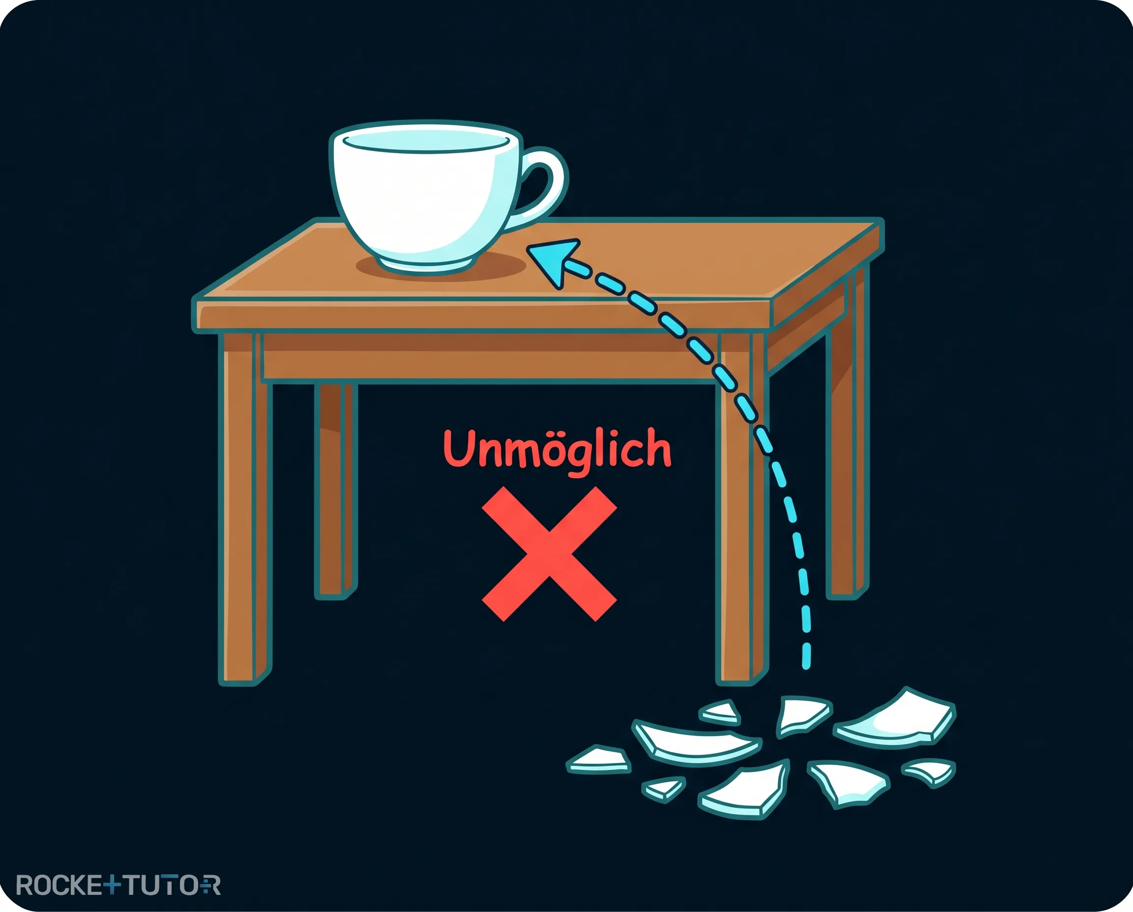 Zerbrochene Kaffeetasse fliegt hoch