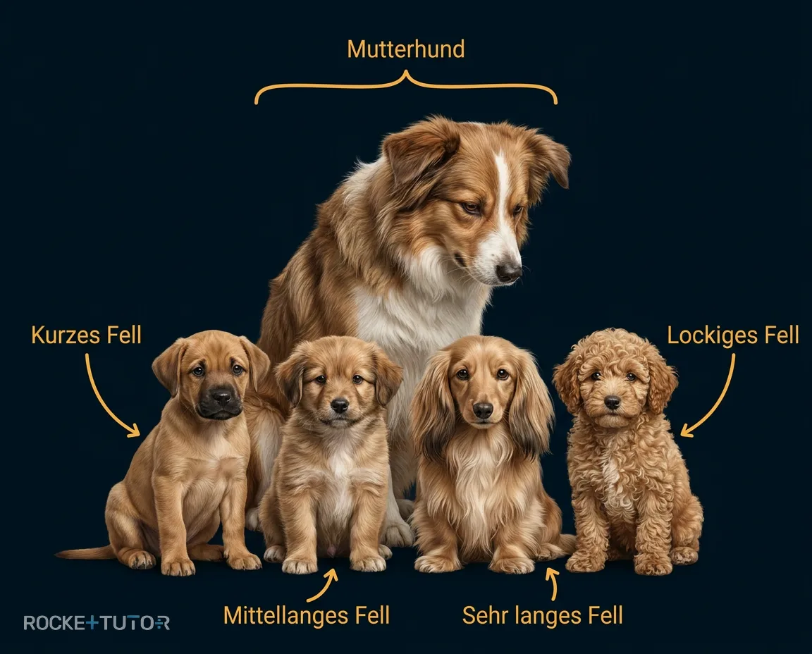 Hundewelpen mit verschiedenen Merkmalen