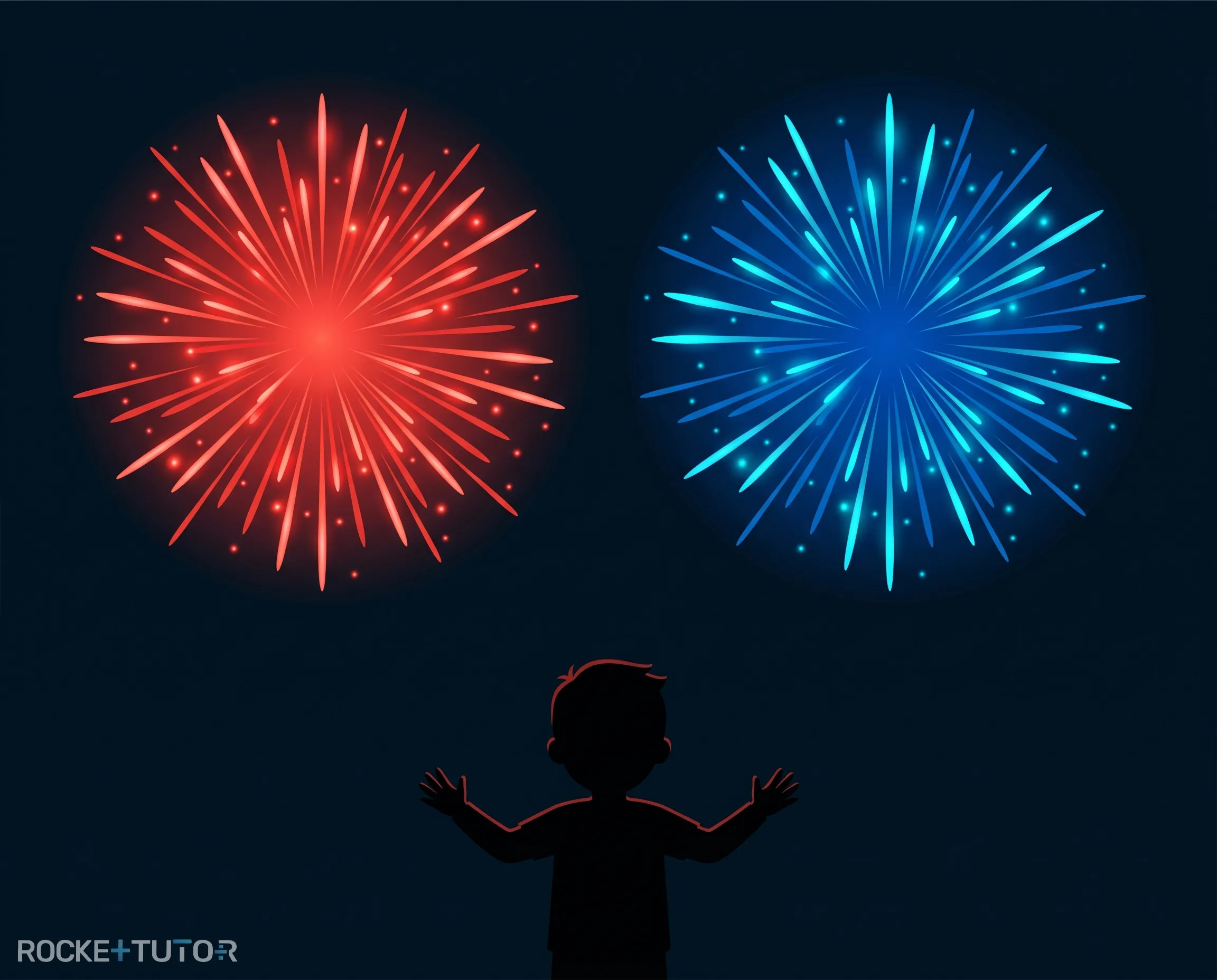Buntes Feuerwerk am Nachthimmel