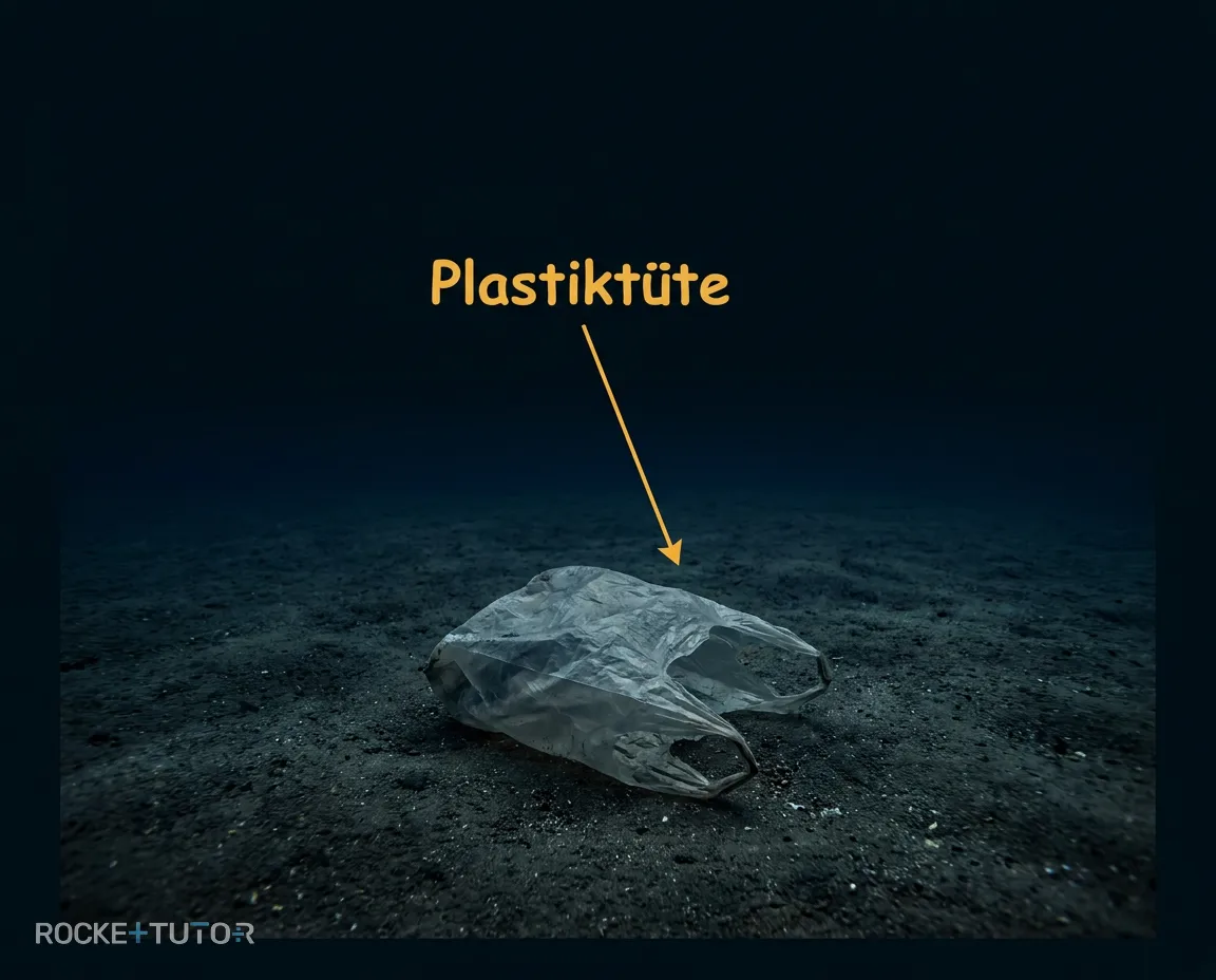 Plastiktüte im tiefen Ozean