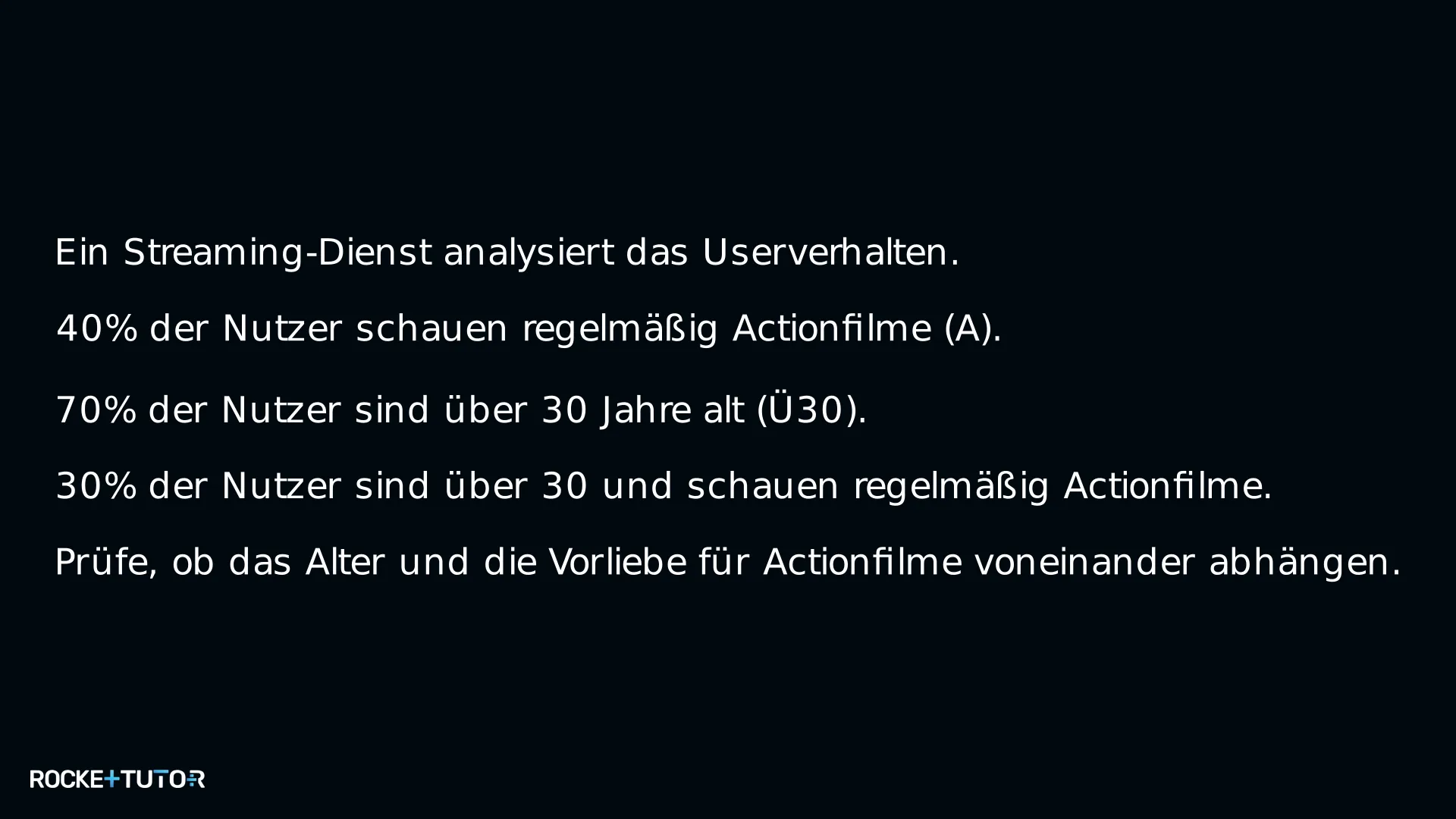 Vierfeldertafel Streaming-Dienst Alter und Actionfilme