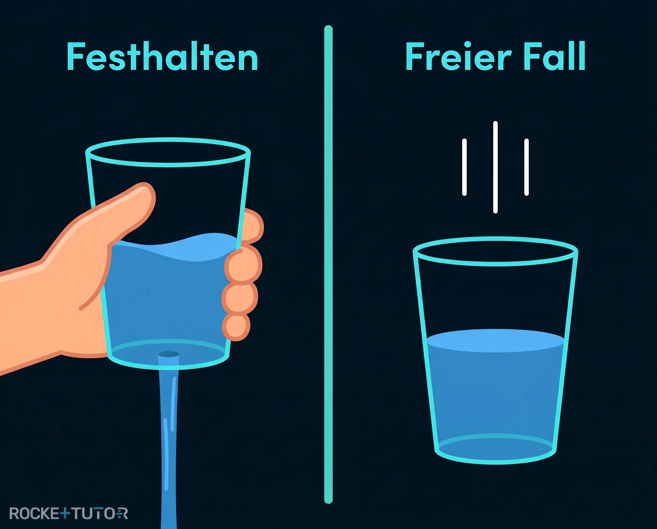 Fallender Becher mit Wasser