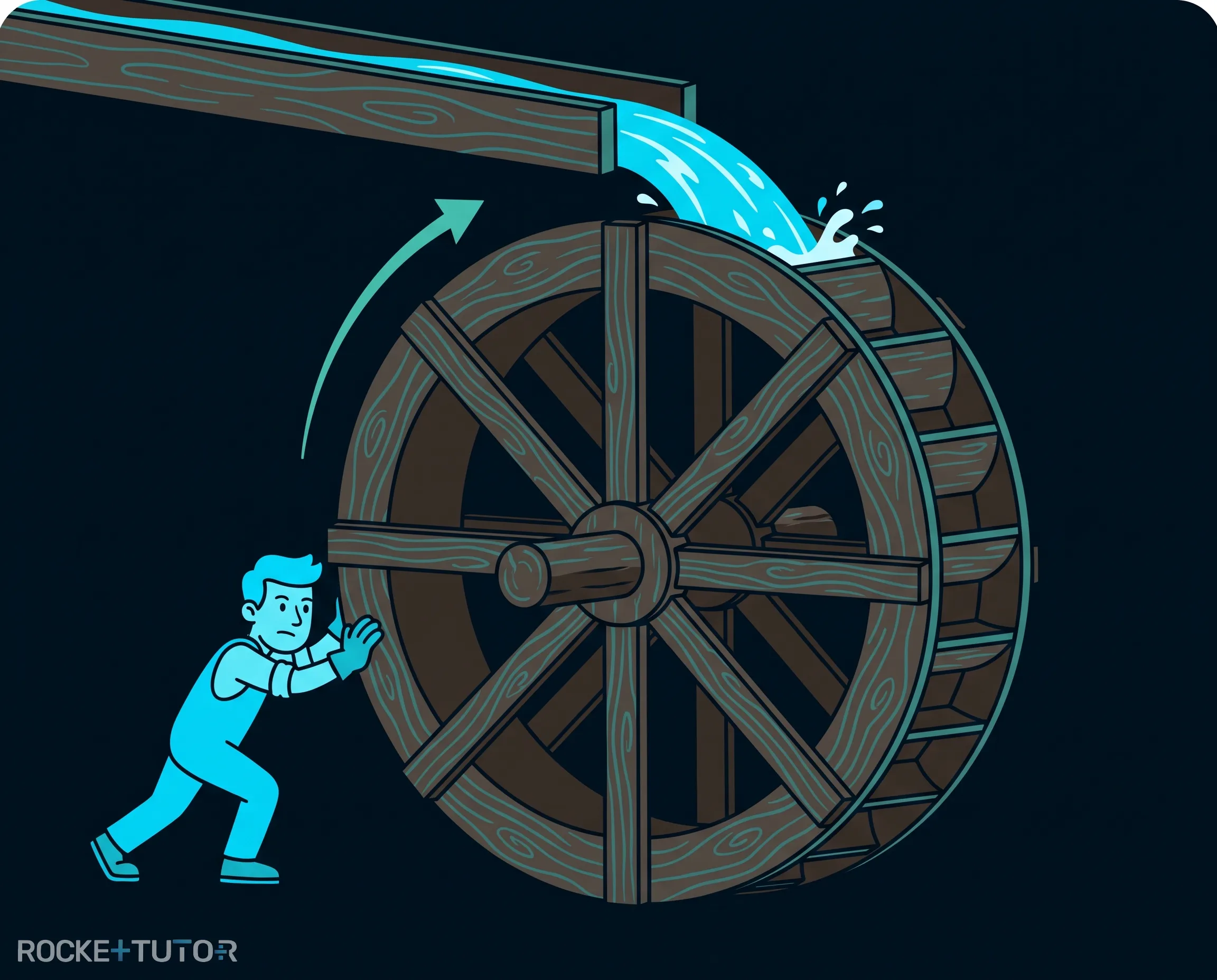 Wasserrad als Analogie zur Spule