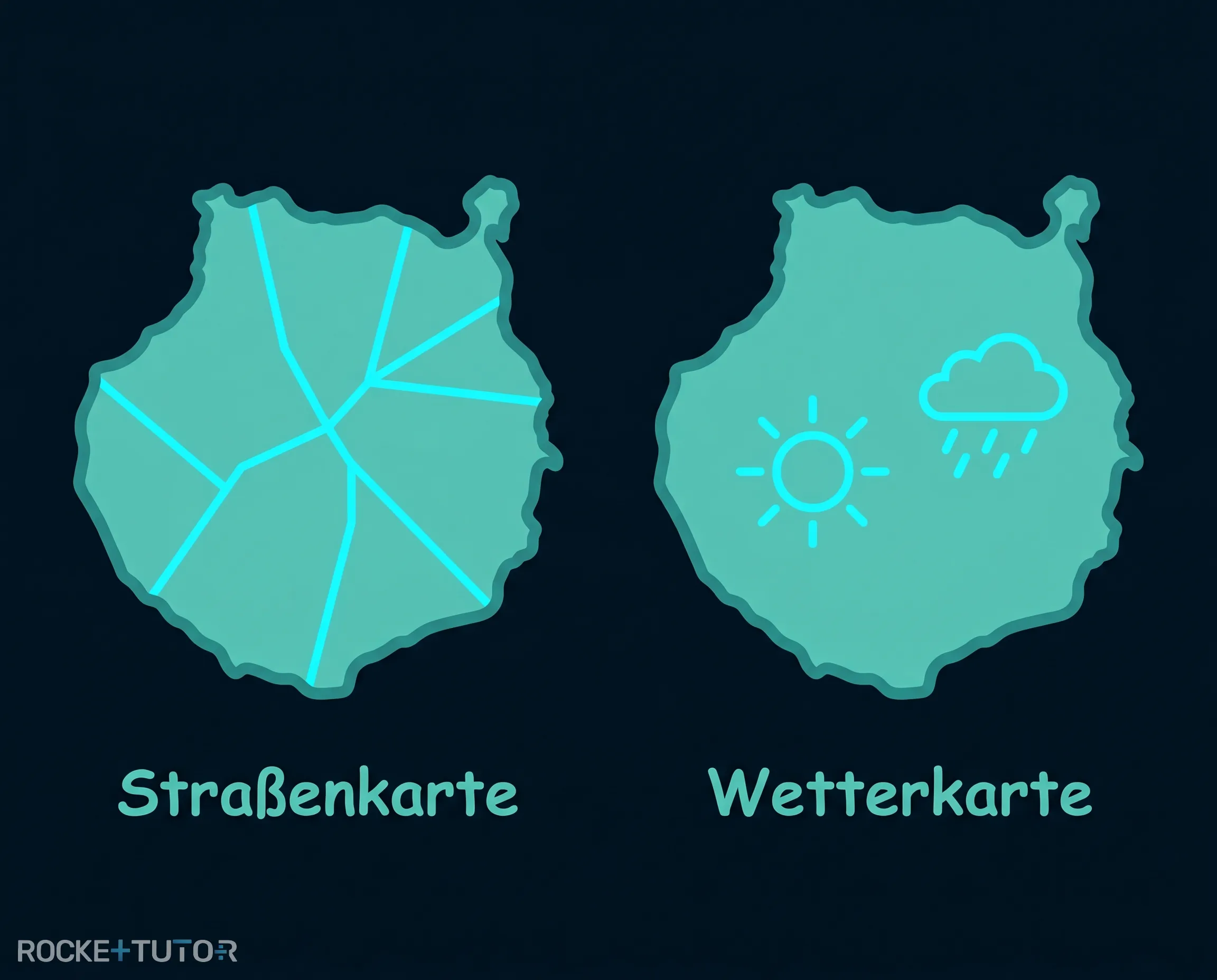 Straßenkarte und Wetterkarte als Modelle