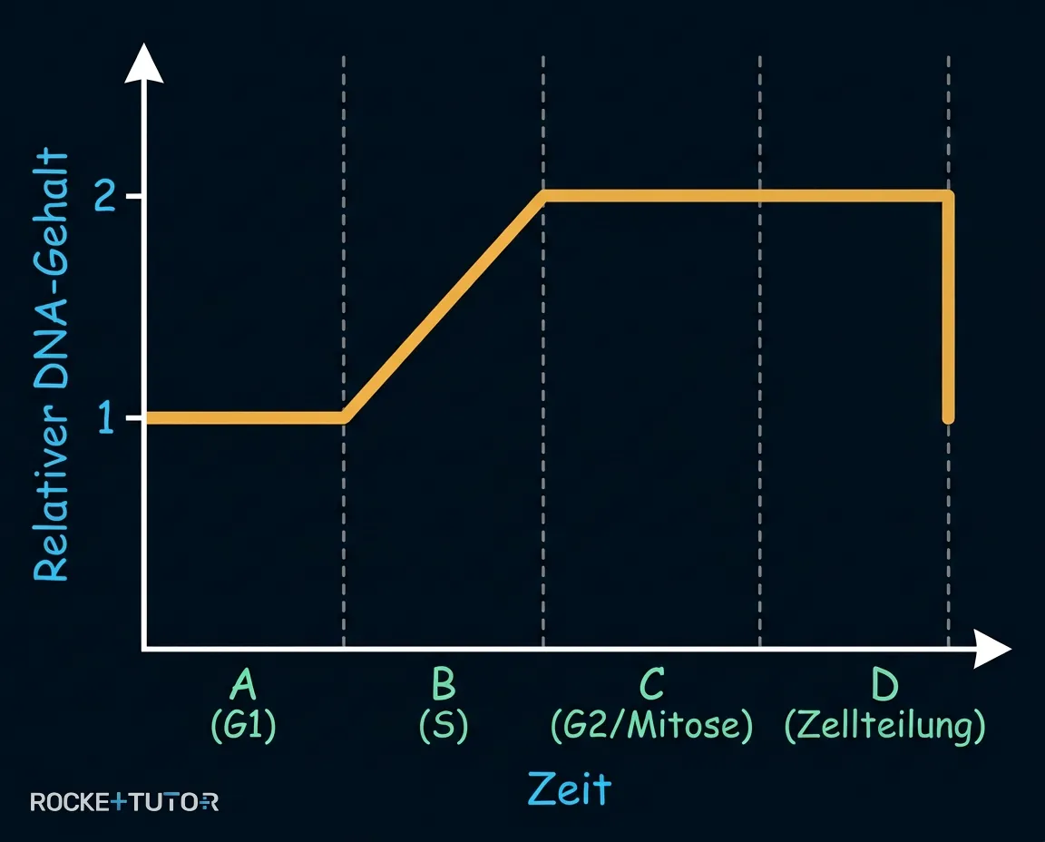Diagramm relativer DNA-Gehalt im Zellzyklus