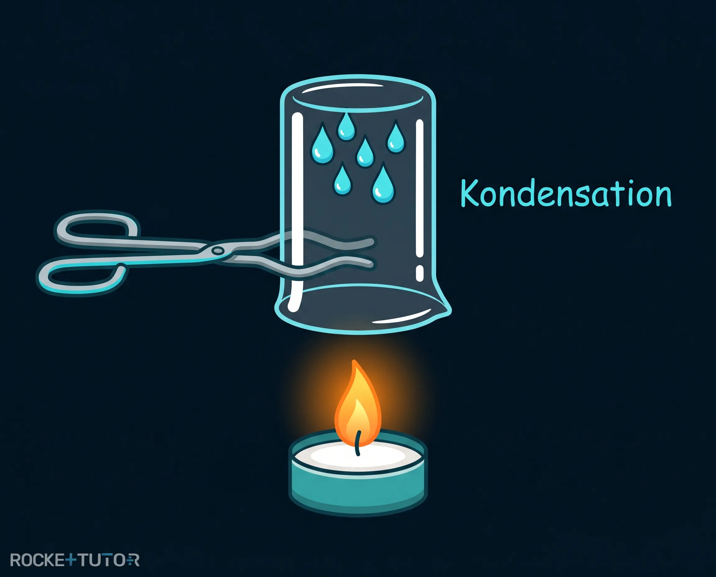 Becherglas über einer Kerze