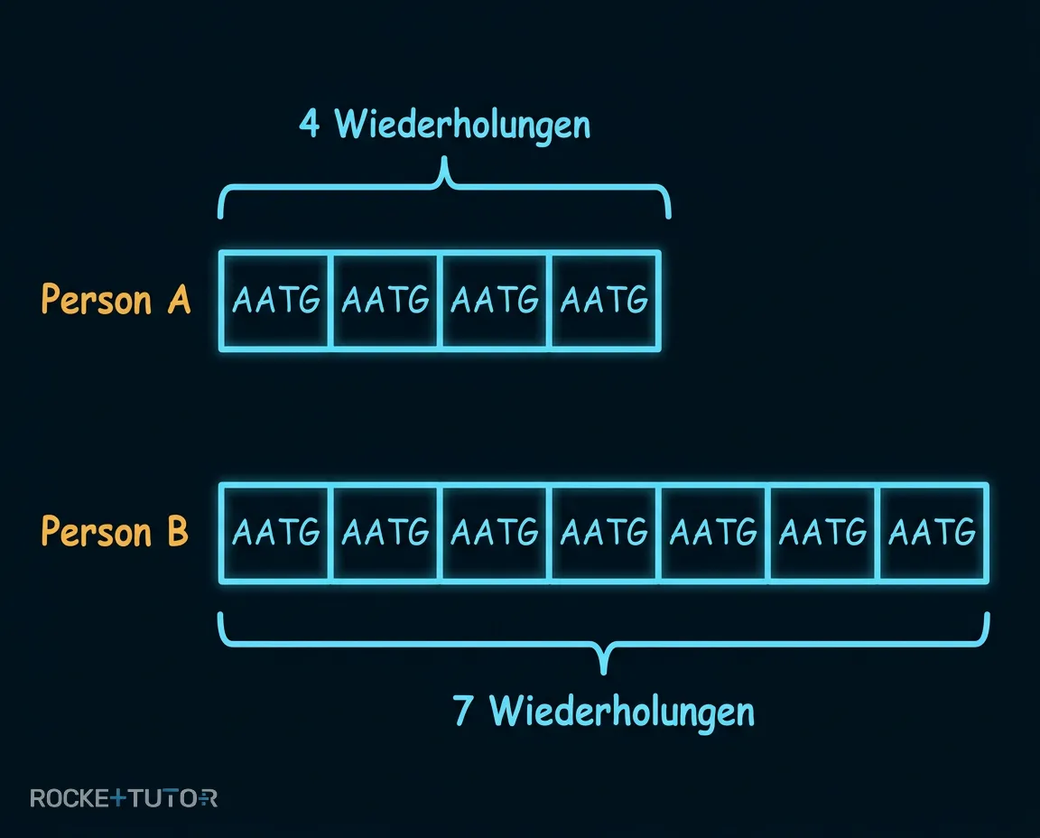 DNA Sequenz mit STR Wiederholungen
