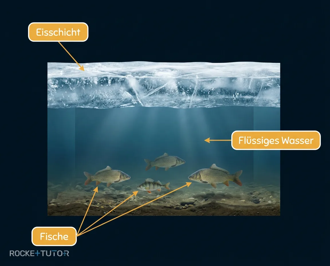 Fische in einem zugefrorenen See