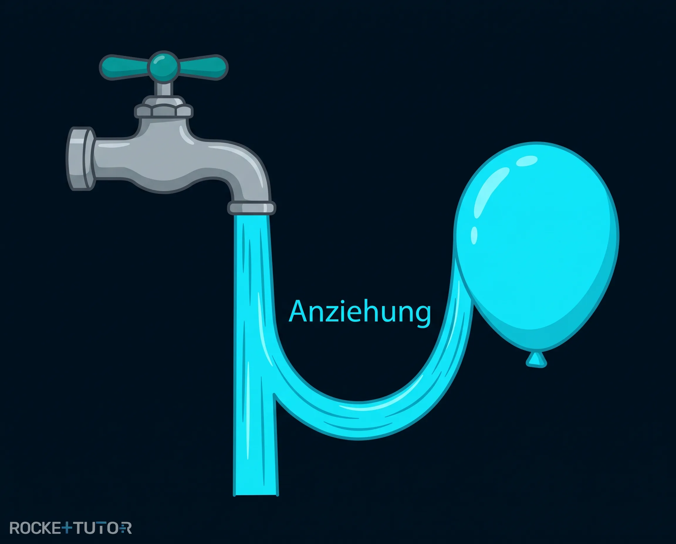 Wasserstrahl wird vom Ballon angezogen