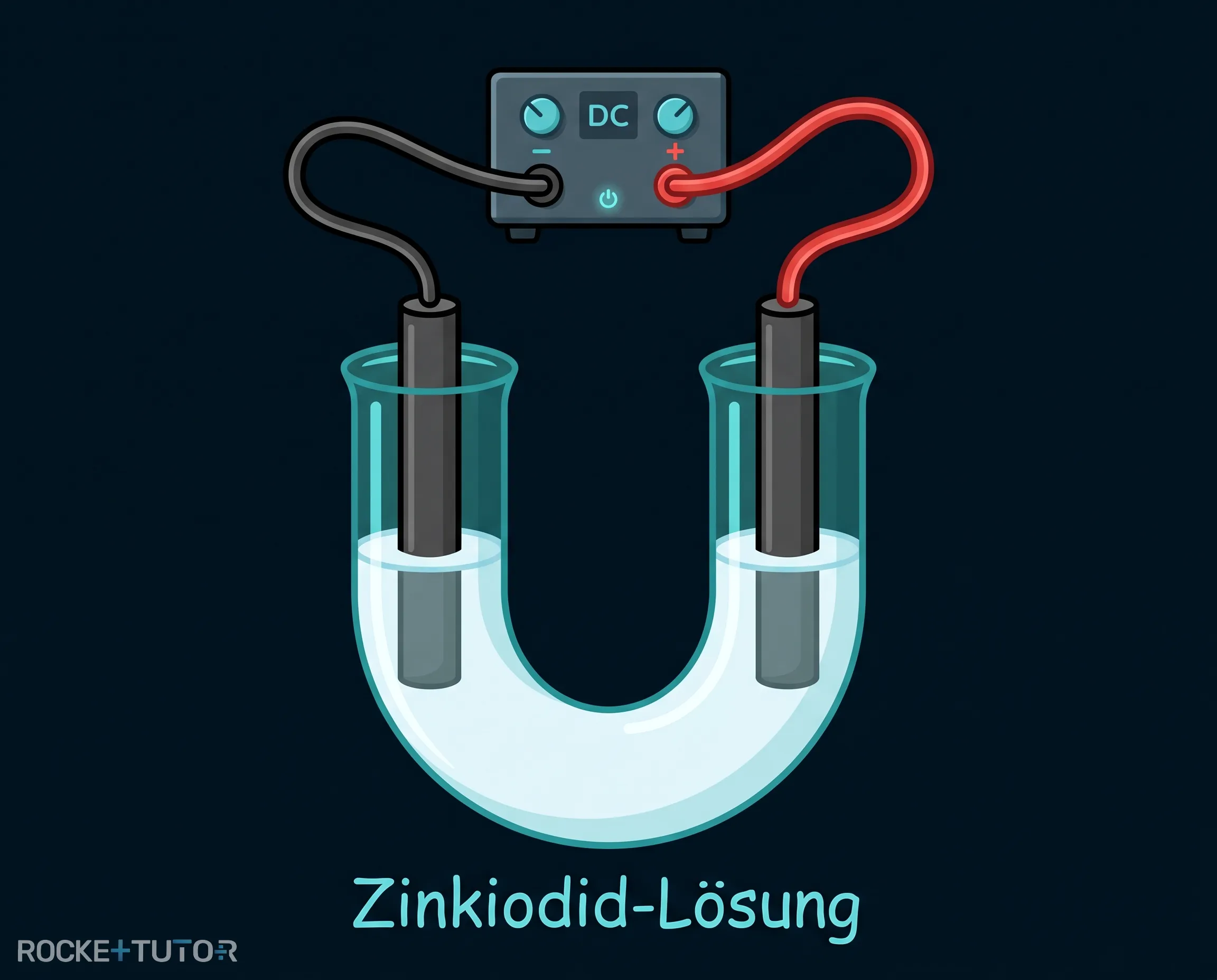 U-Rohr mit Zinkiodid und Elektroden