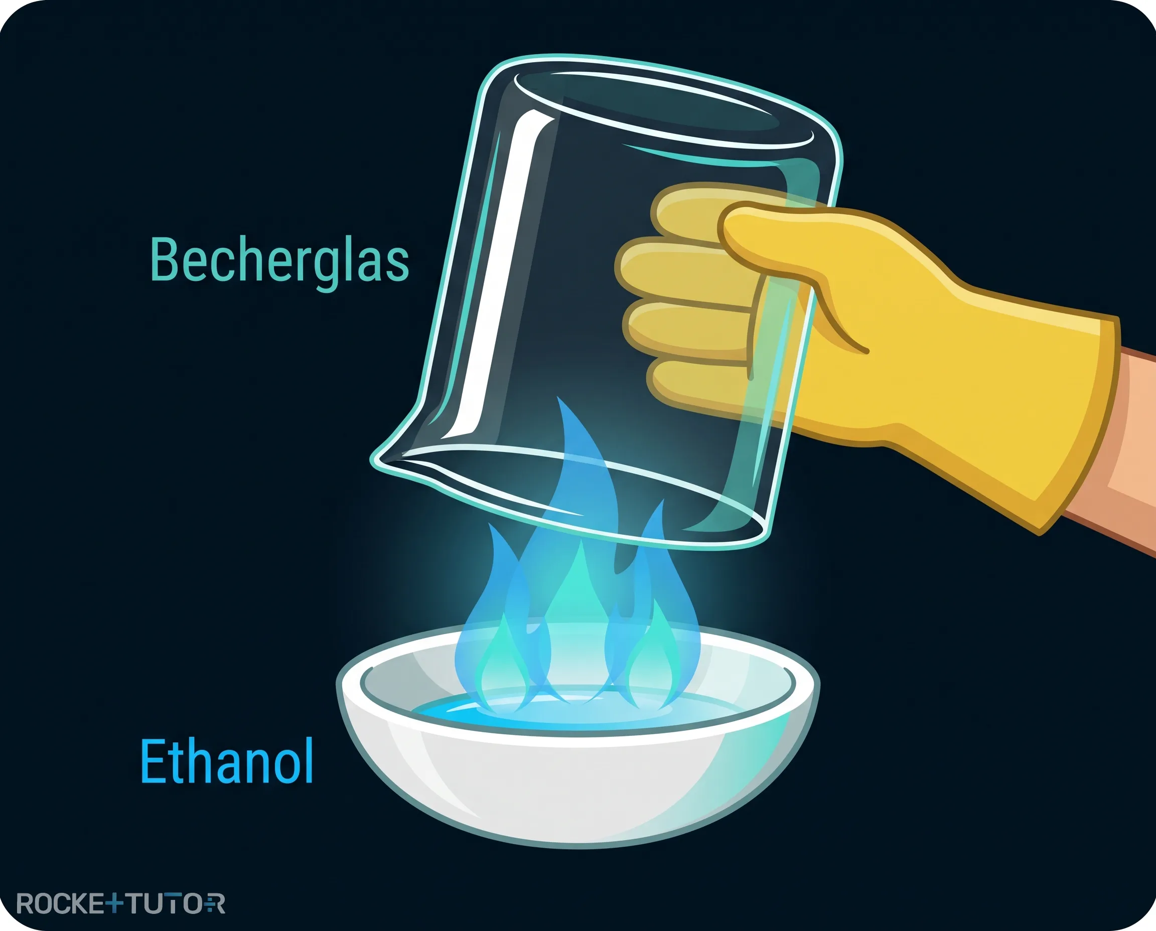 Becherglas über Flamme