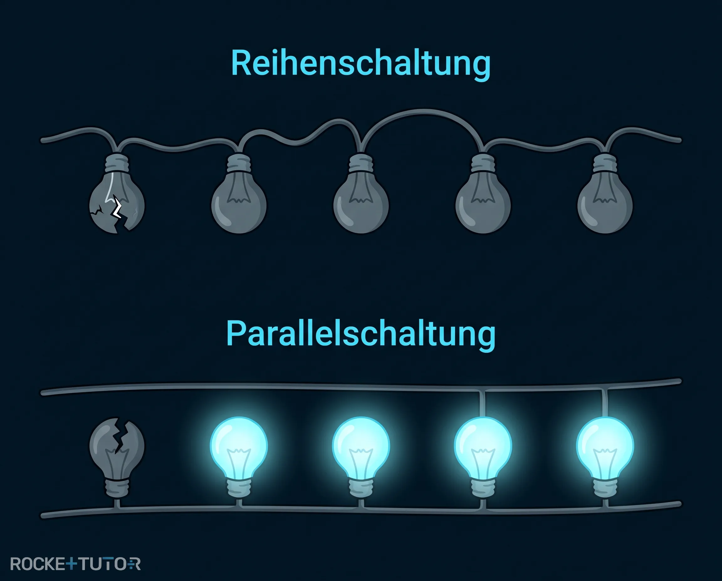 Kaputte Lichterlampe im Stromkreis