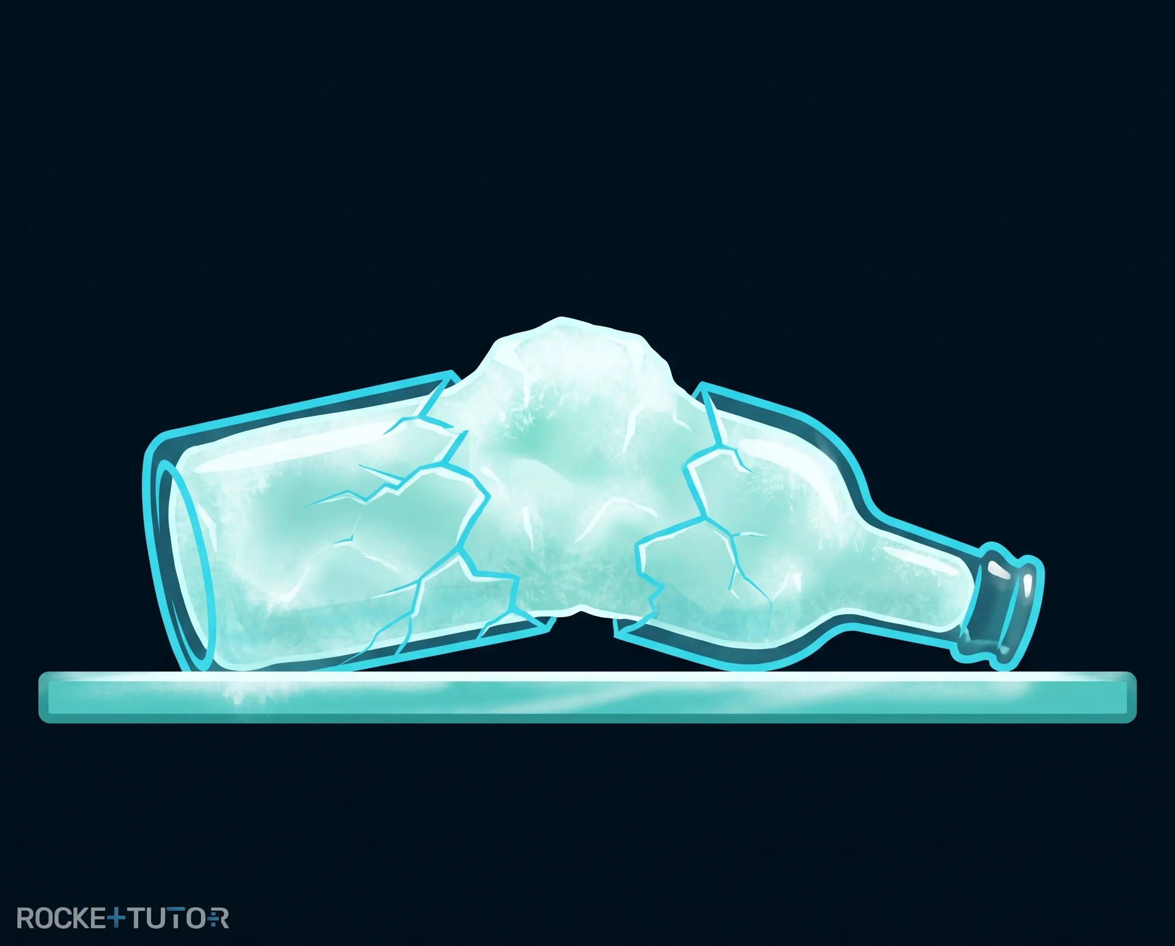 Geplatzte Glasflasche im Eisfach