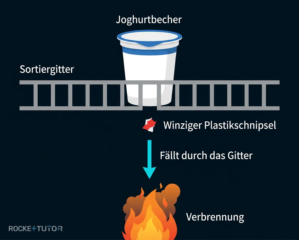 Müll auf einem Sortiergitter