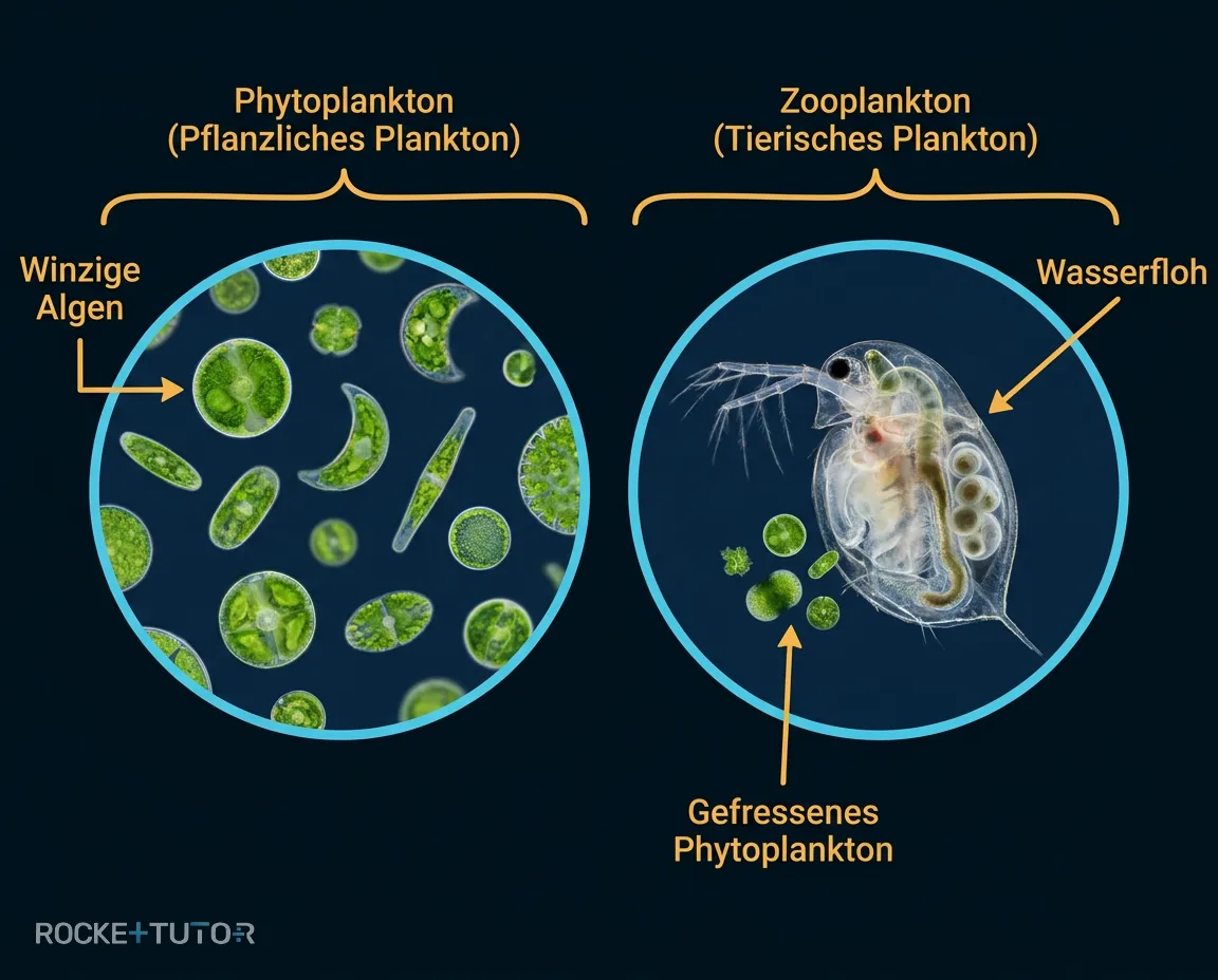Phytoplankton und Zooplankton unter dem Mikroskop