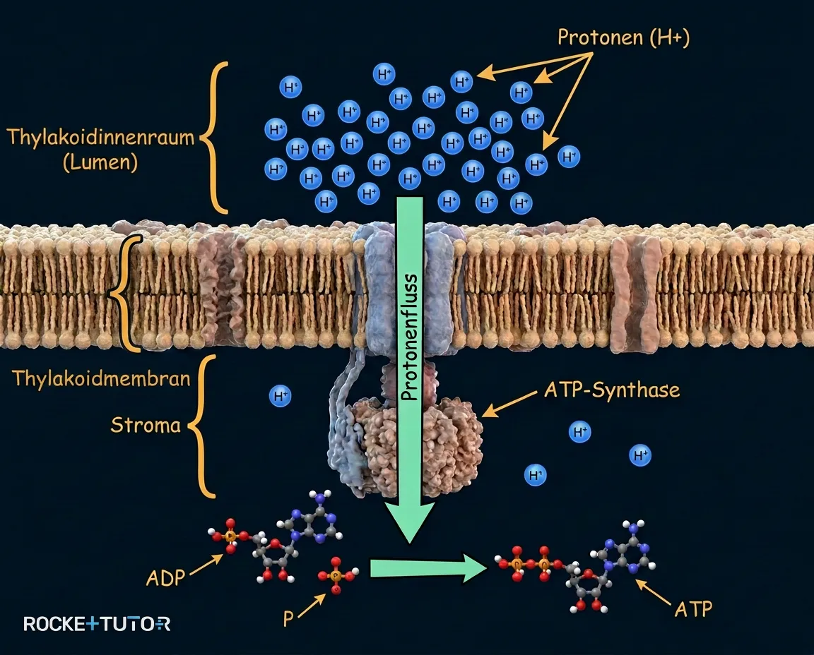 Protonen strömen durch ATP-Synthase