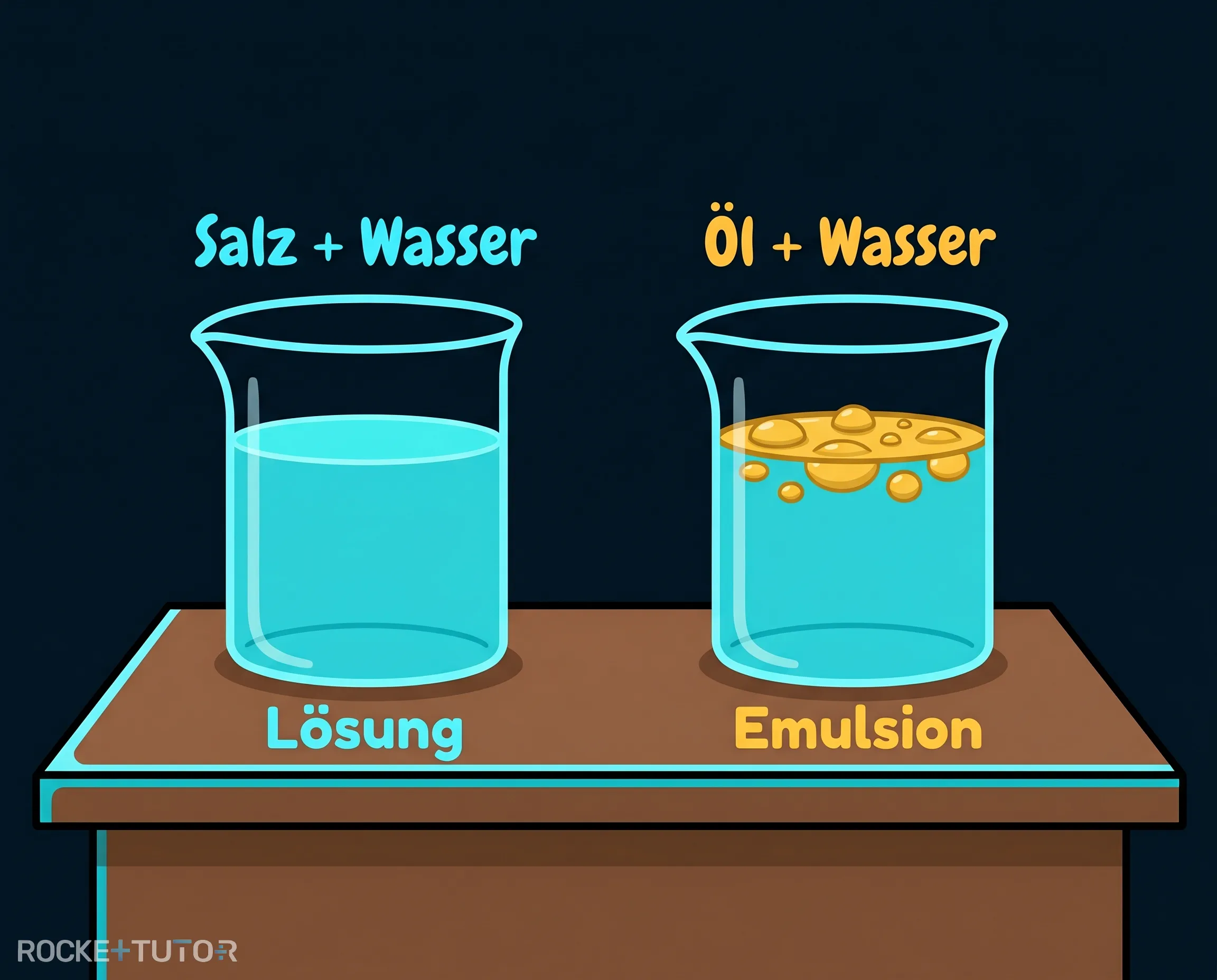 Öl und Salz in Wasser