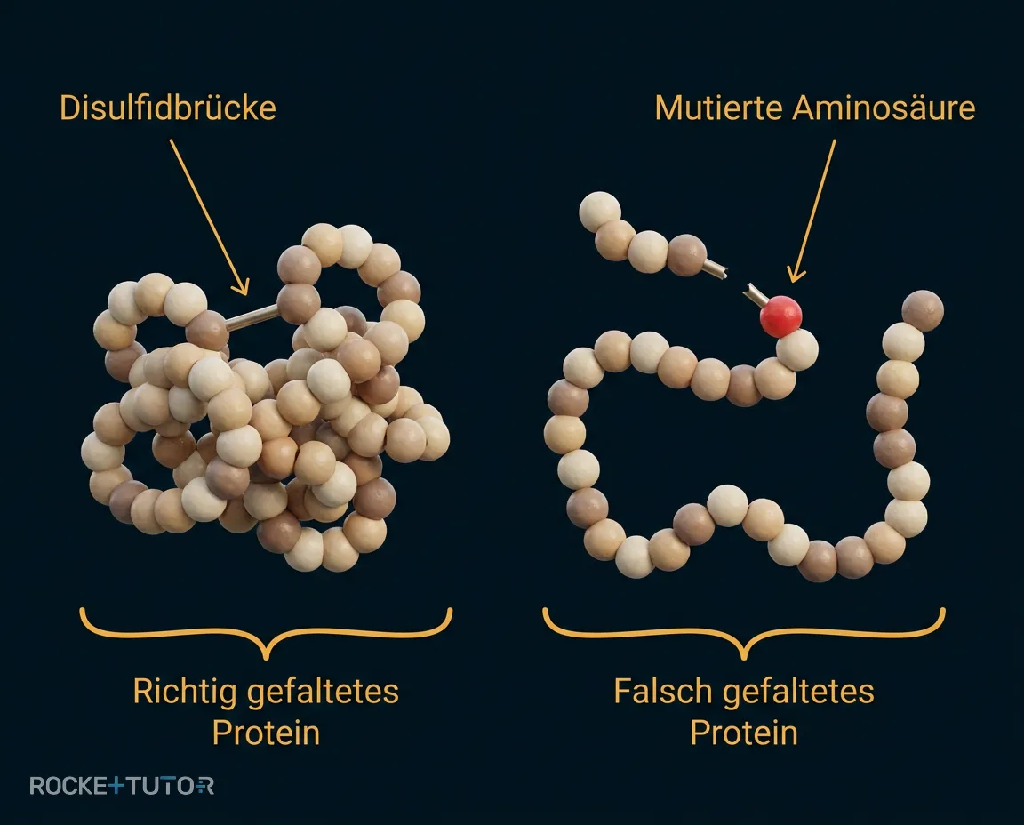 Proteinfaltung mit Disulfidbrücken bei Insulin