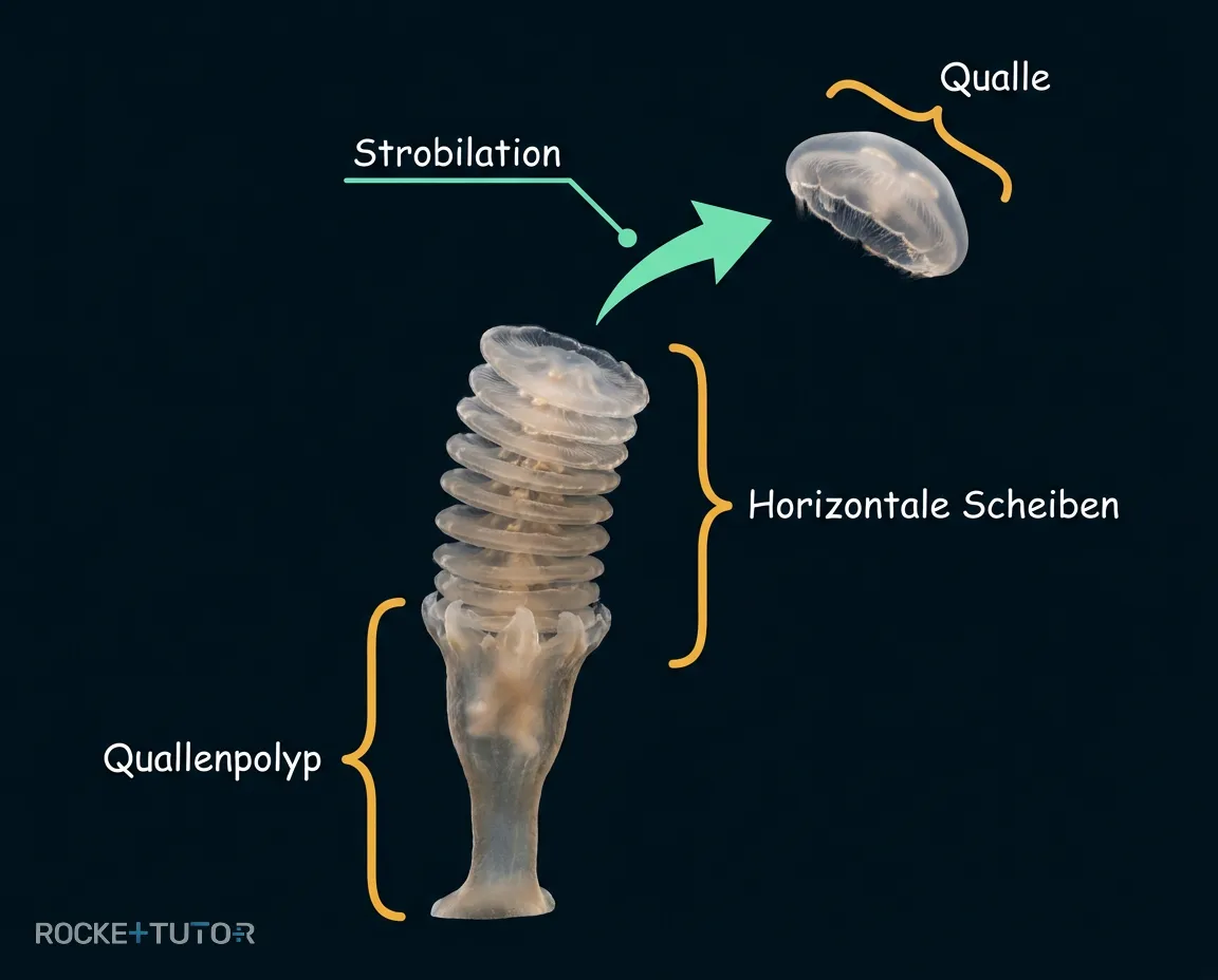Quallenpolyp bei der Strobilation