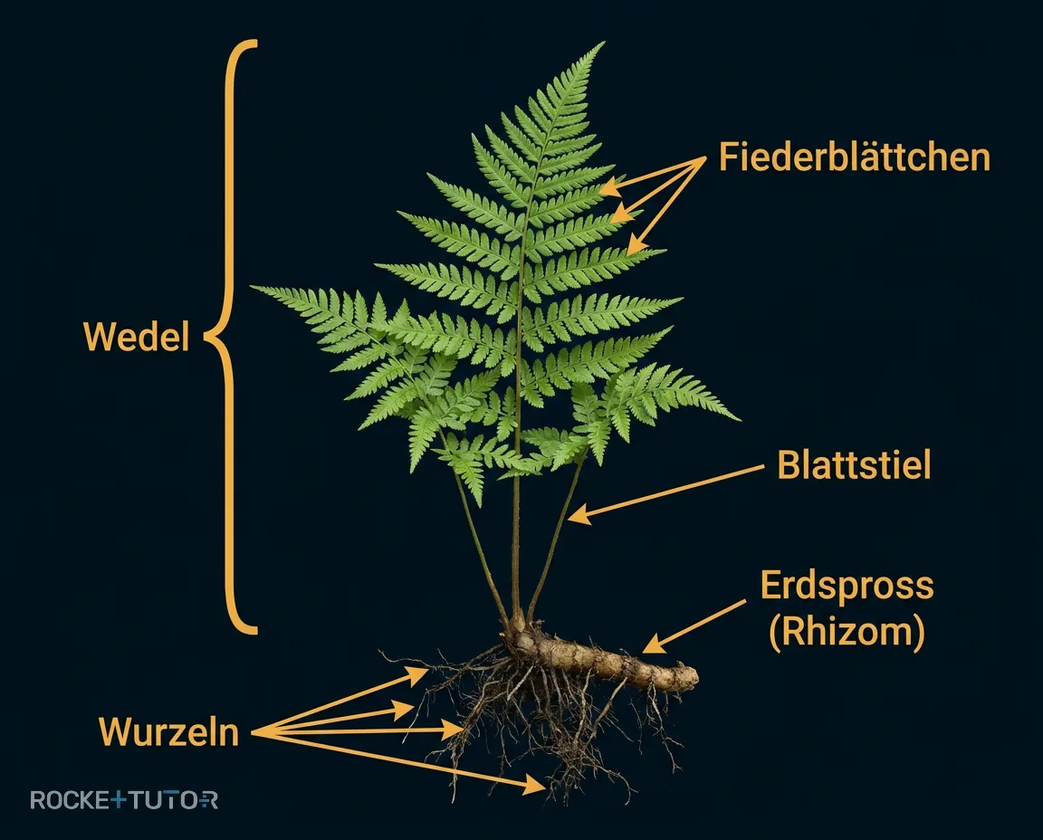 Aufbau eines Farns mit Erdspross