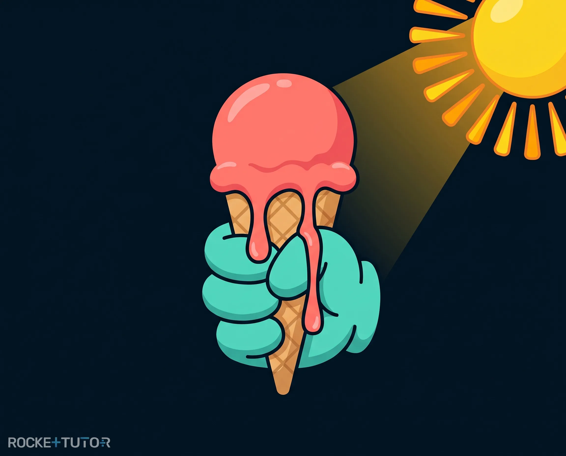 Eis schmilzt und Pfütze verschwindet