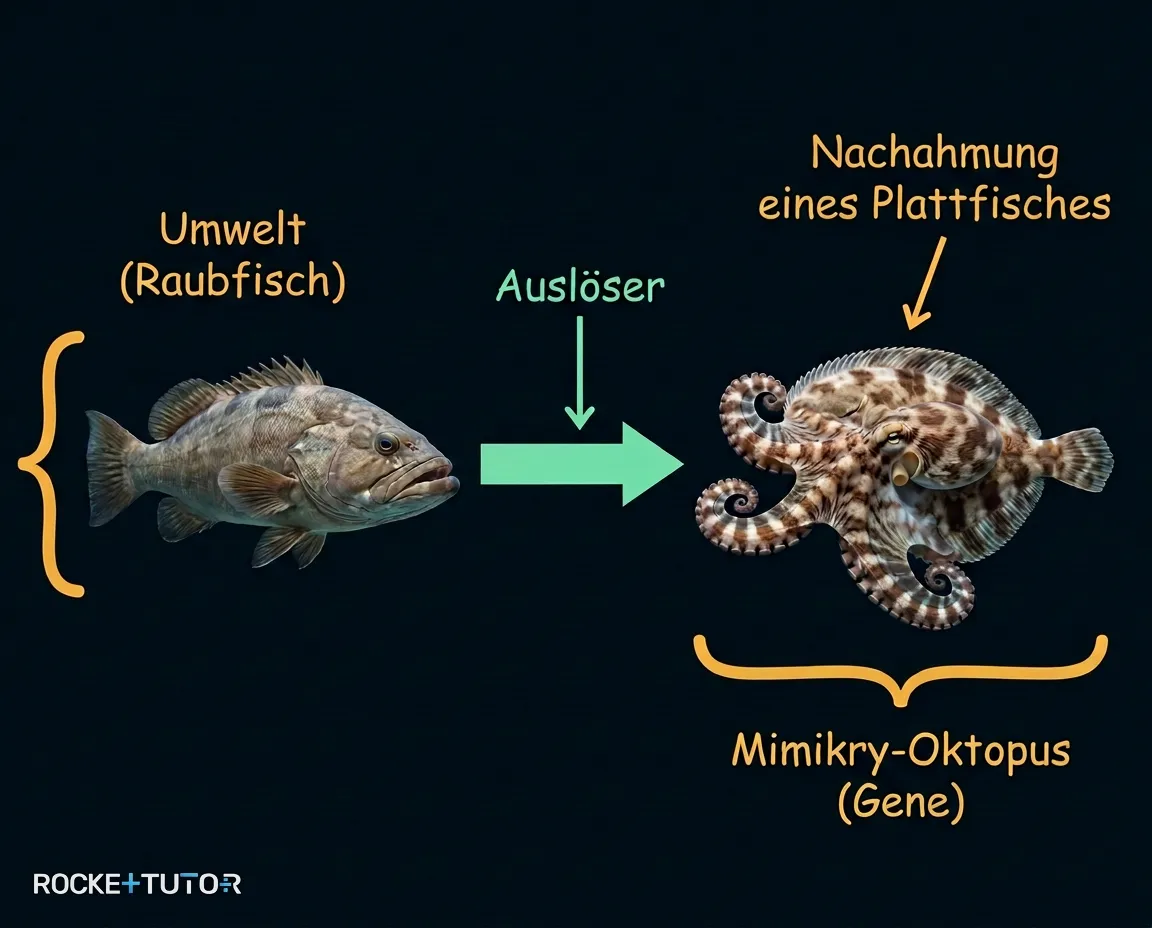 Indonesischer Mimikry-Oktopus Tarnung