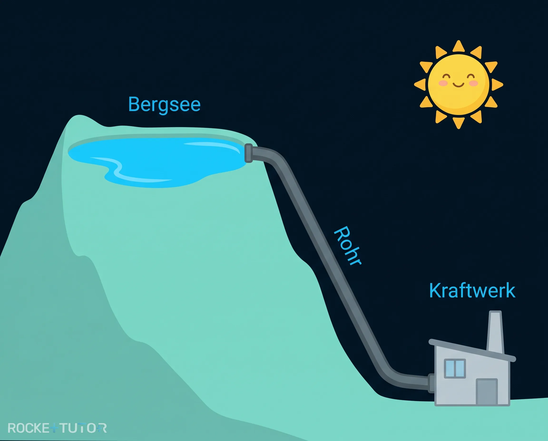 Bergsee mit Rohr zum Kraftwerk