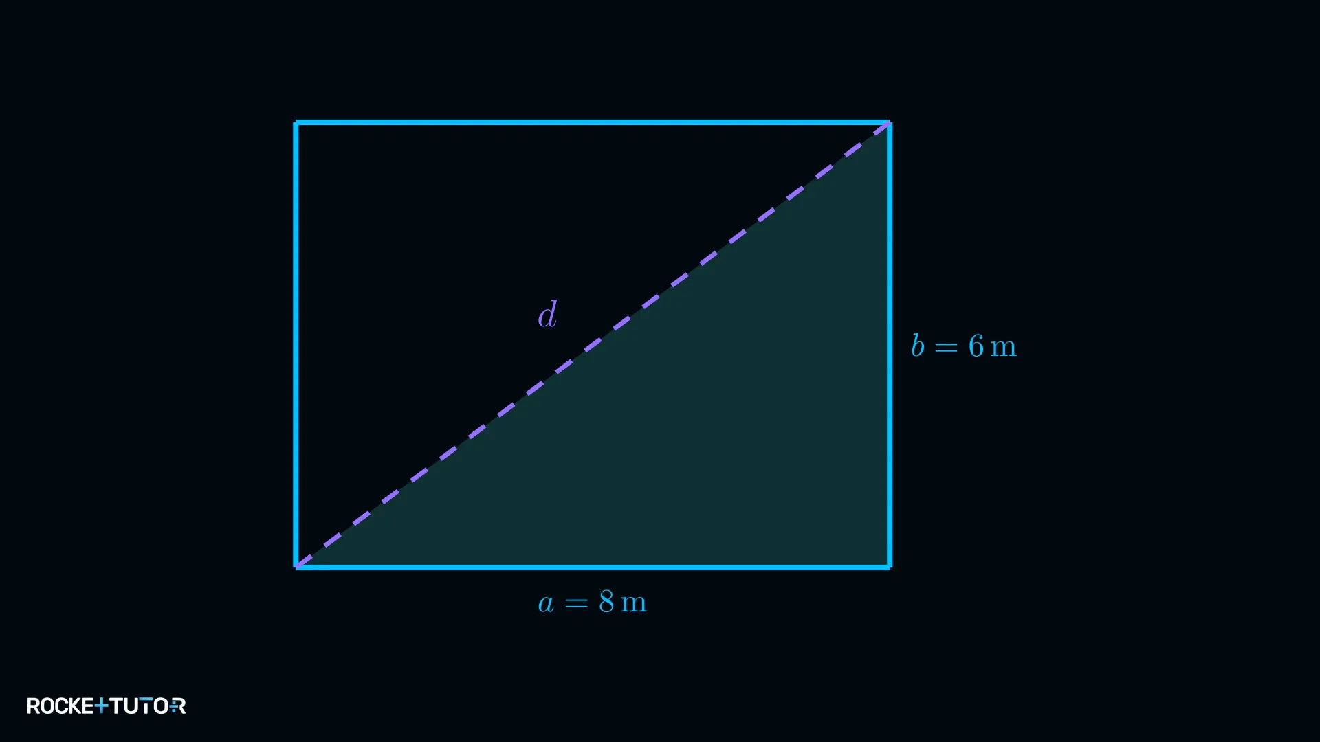 Rechteck mit Diagonale d, Seiten 8 m und 6 m