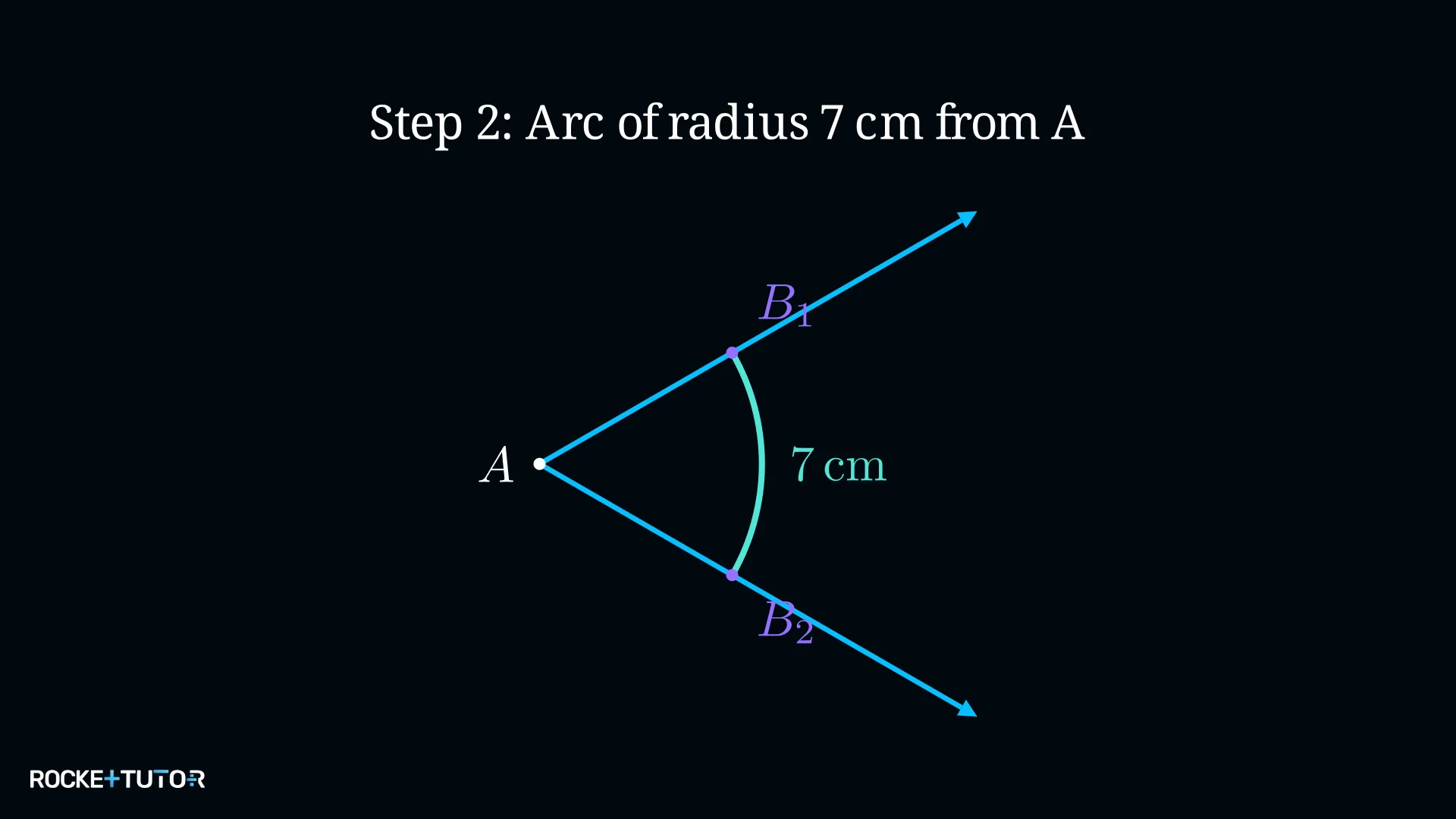 Kreisbogen um A mit Radius 7 cm