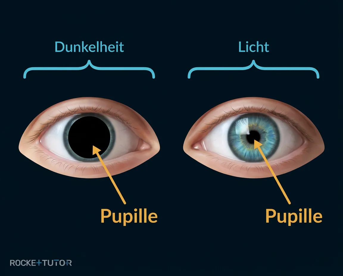 Pupillen bei Licht und Dunkelheit