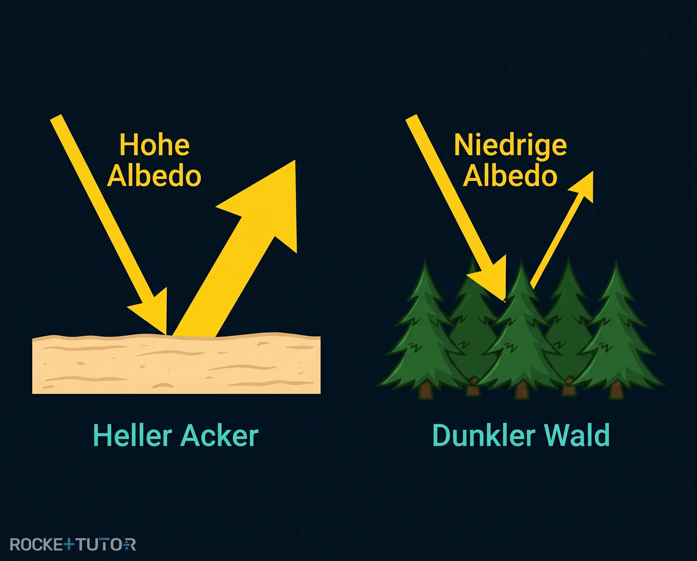Vergleich heller und dunkler Erdoberfläche