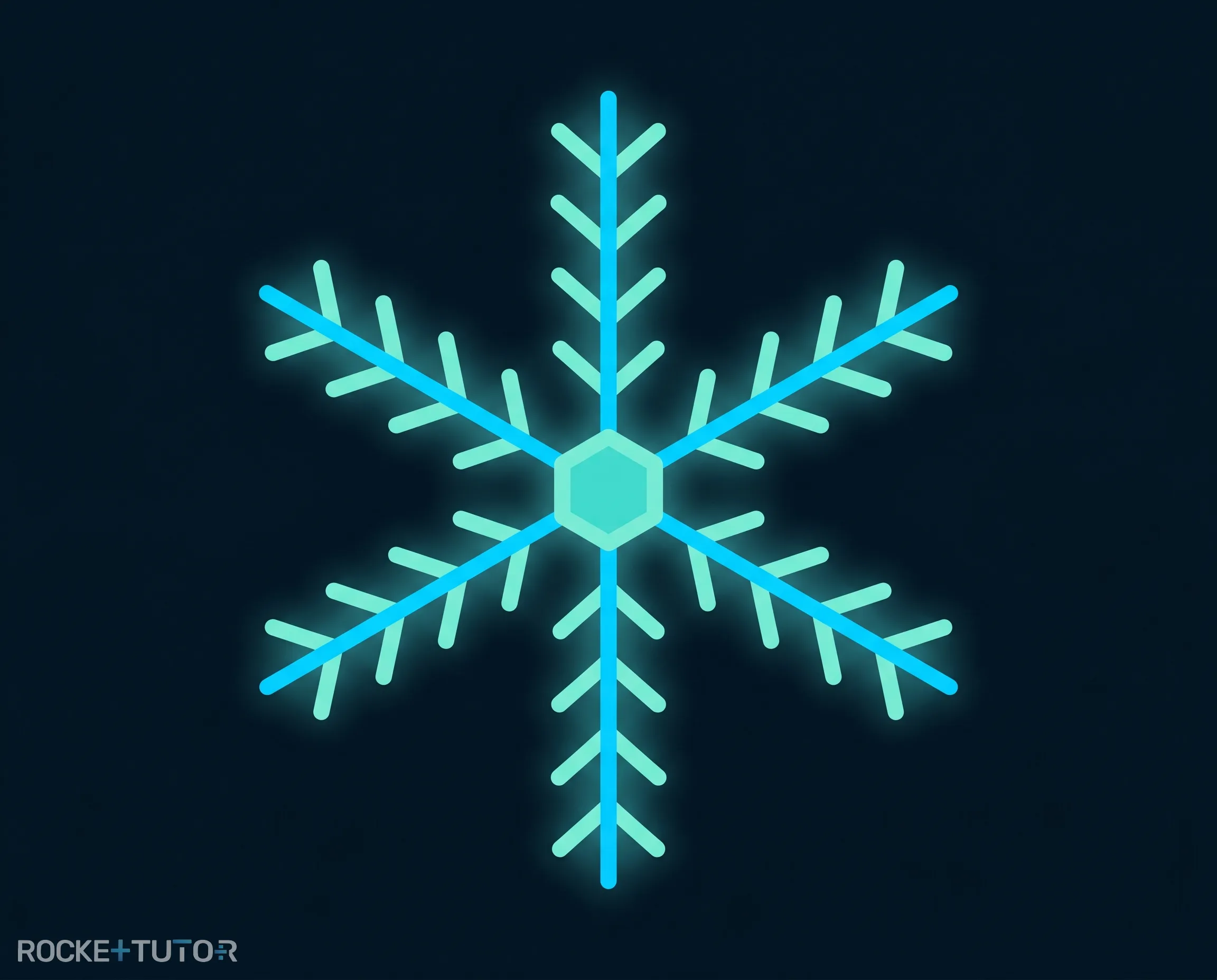 Sechseckige Schneeflocke auf blauem Hintergrund