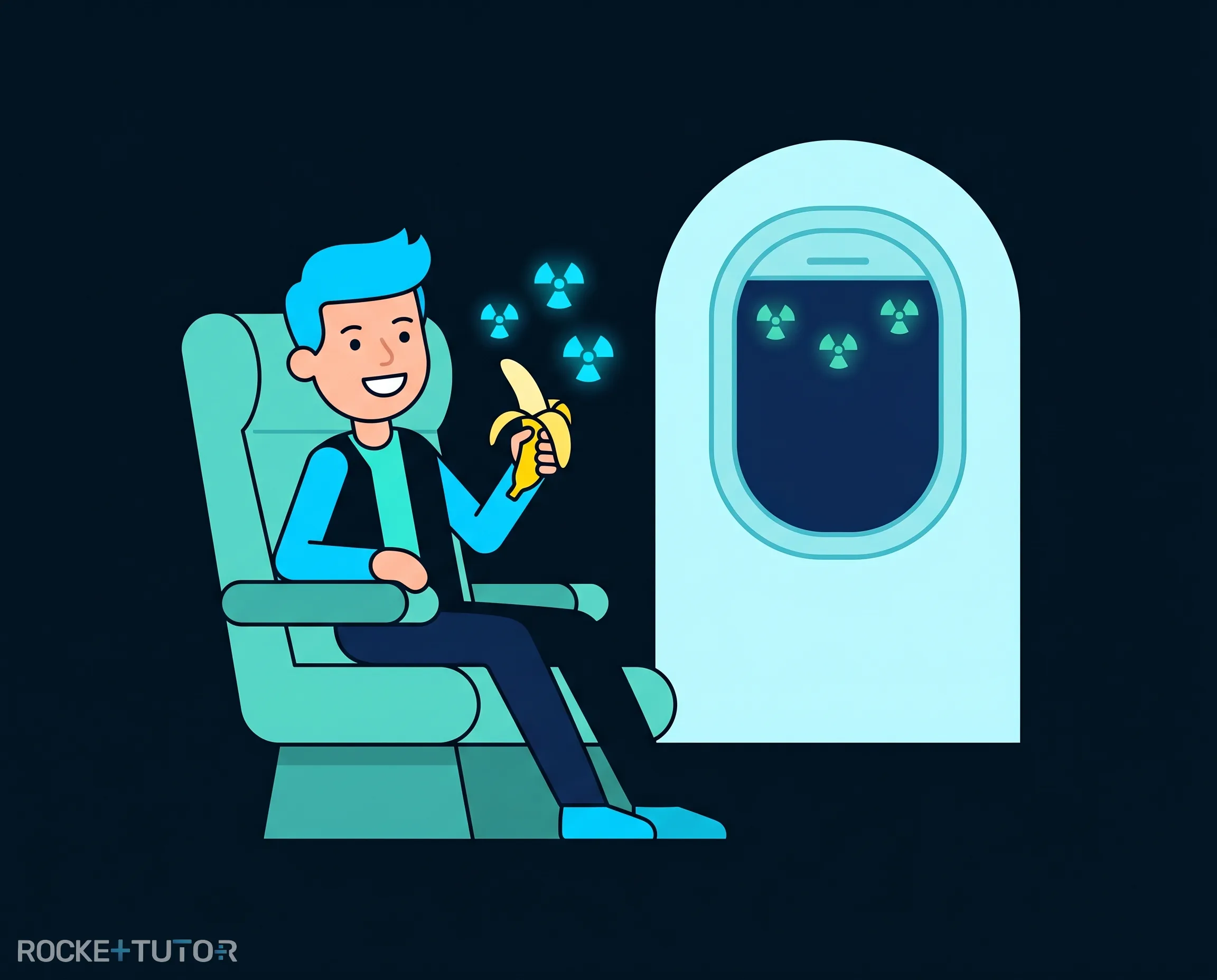 Banane und Flugzeug als Strahlenquellen
