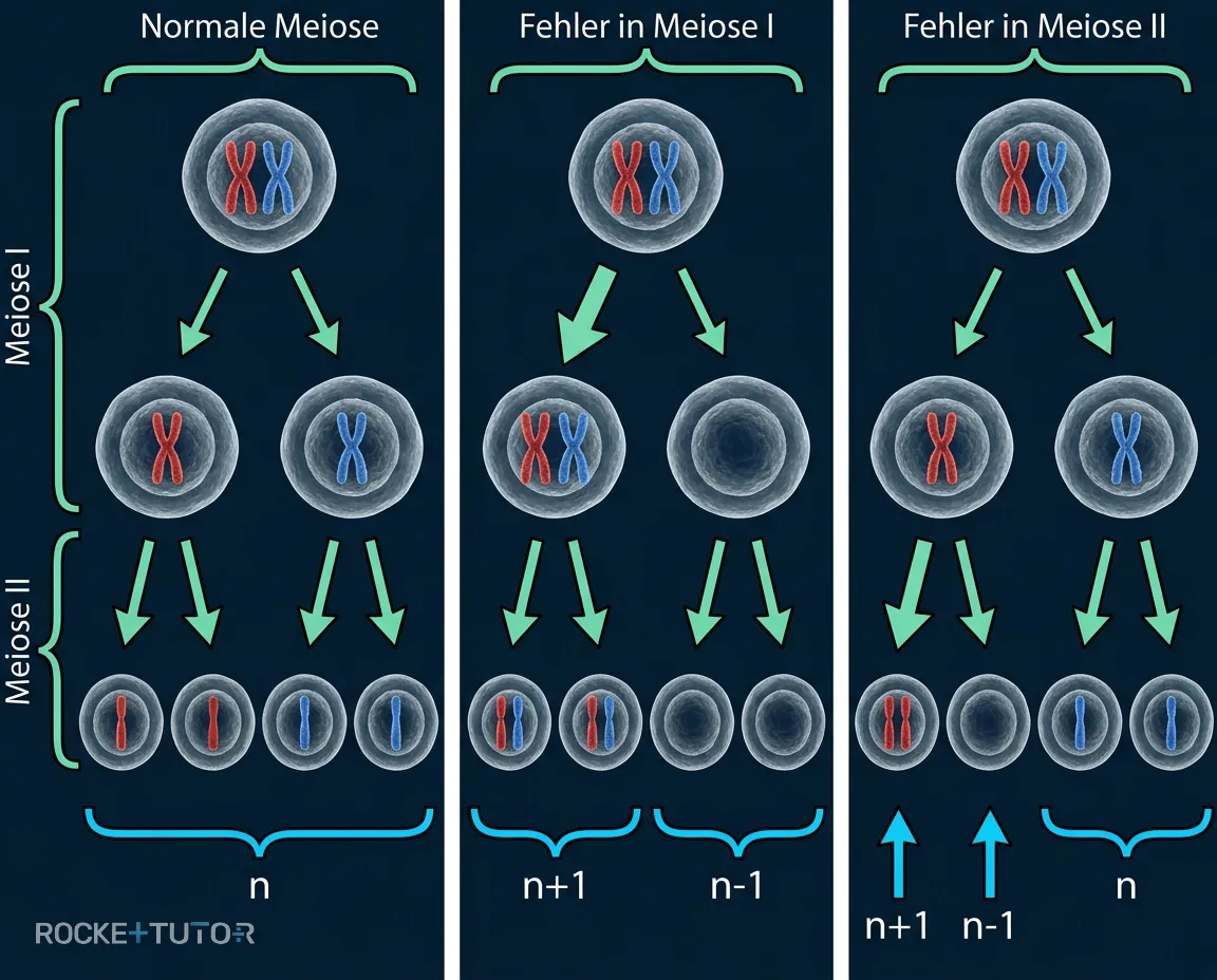 Schema der Nondisjunction in Meiose