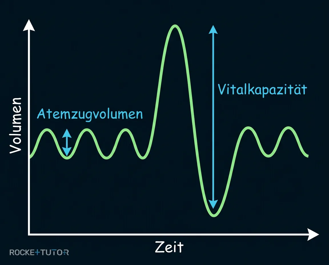 Spirometer und Lungenvolumina Diagramm