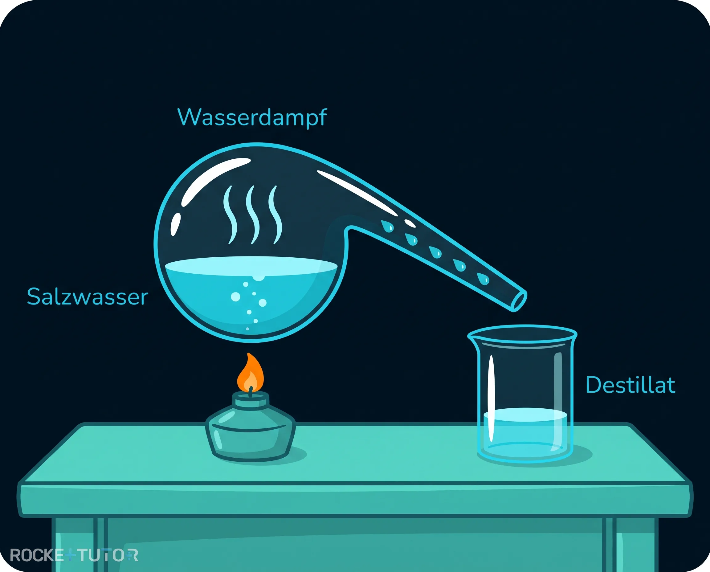 Destillationsapparatur mit Salzwasser