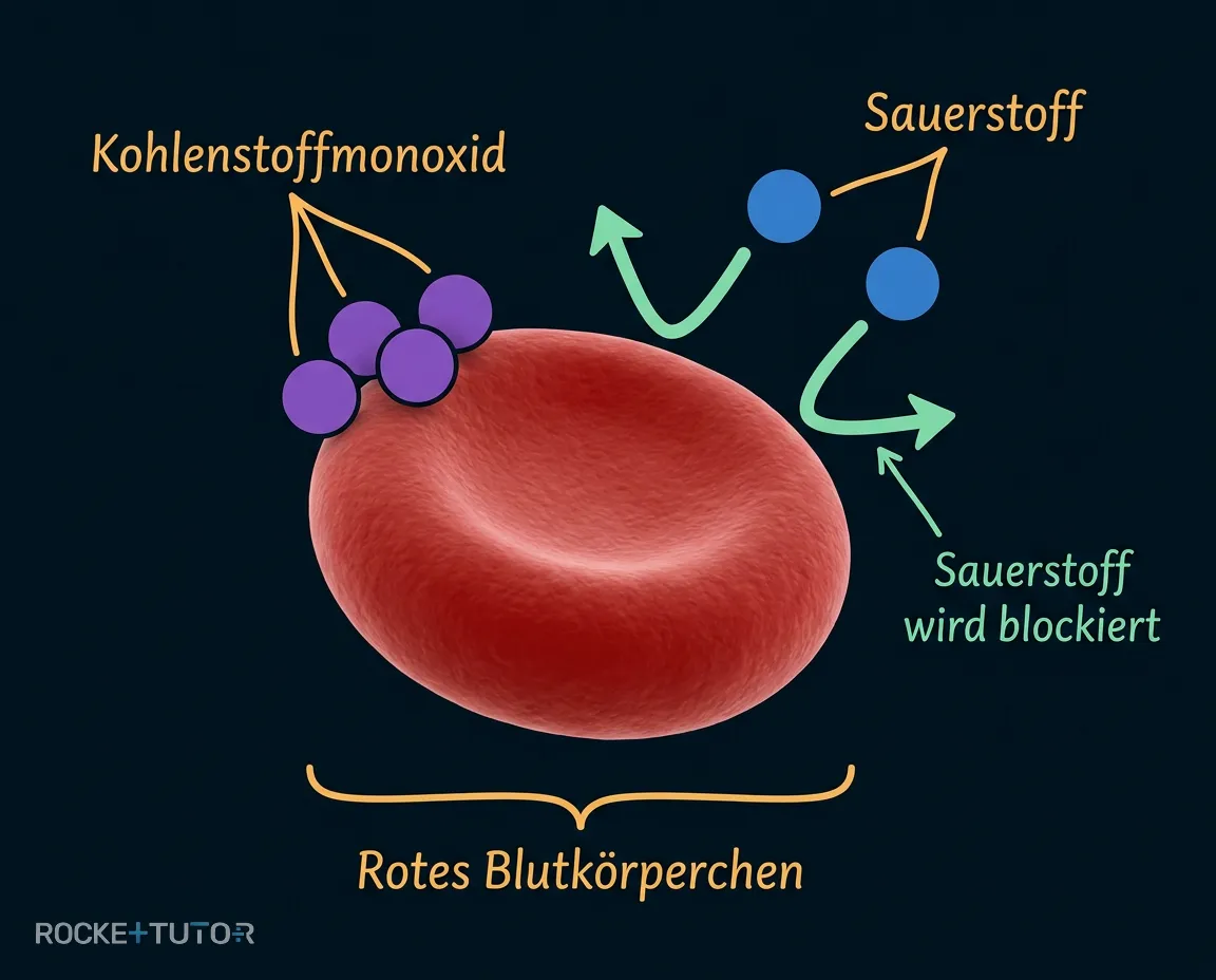 Kohlenstoffmonoxid blockiert Sauerstoff