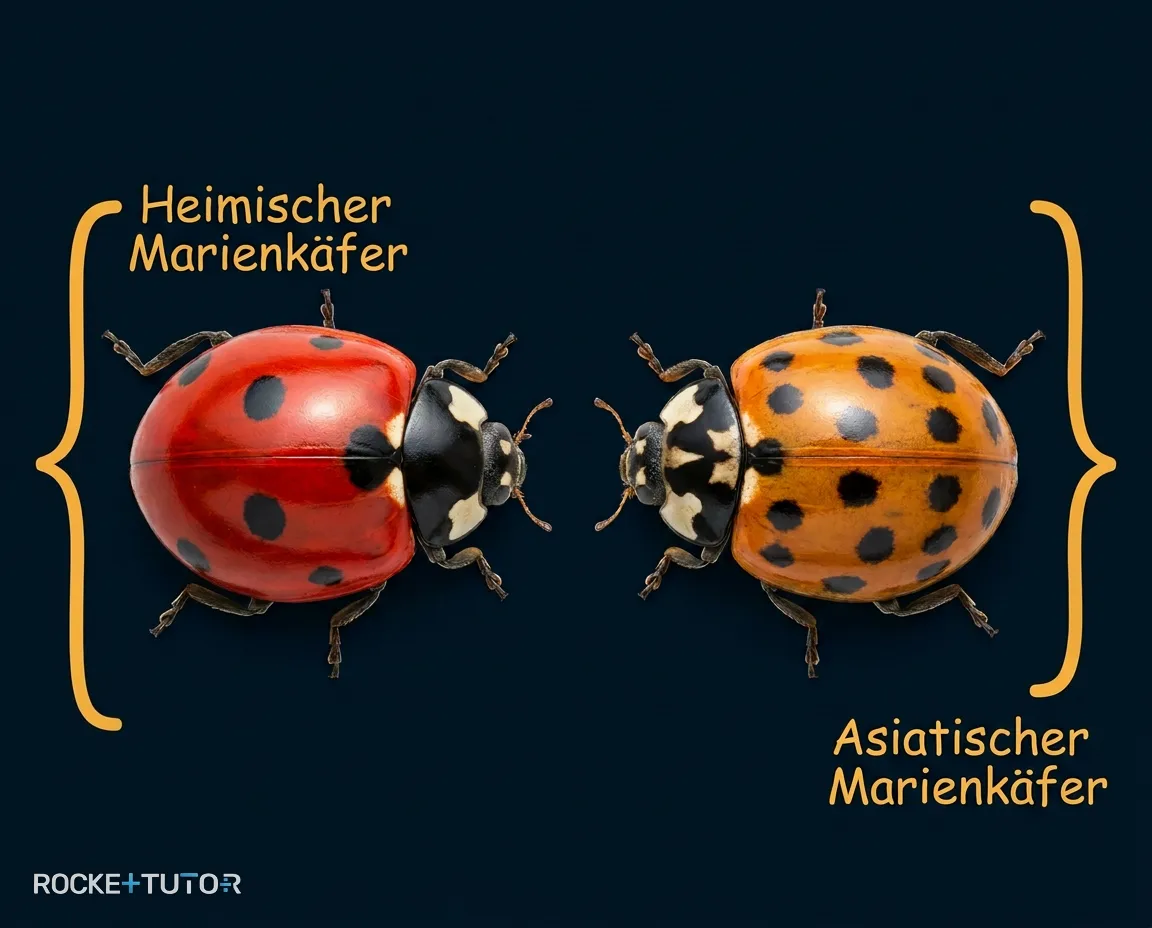 Asiatischer und heimischer Marienkäfer