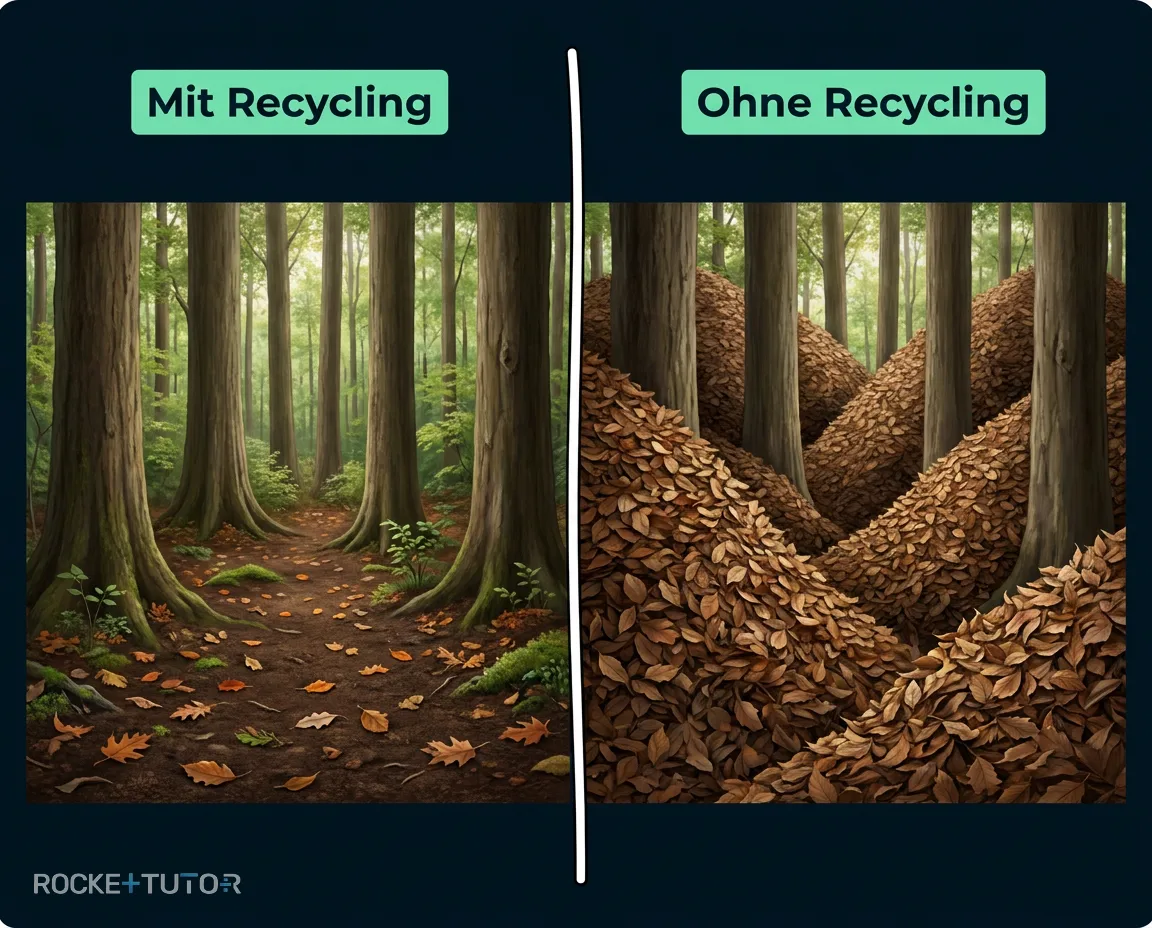 Wald mit Blättern und Sonnenlicht
