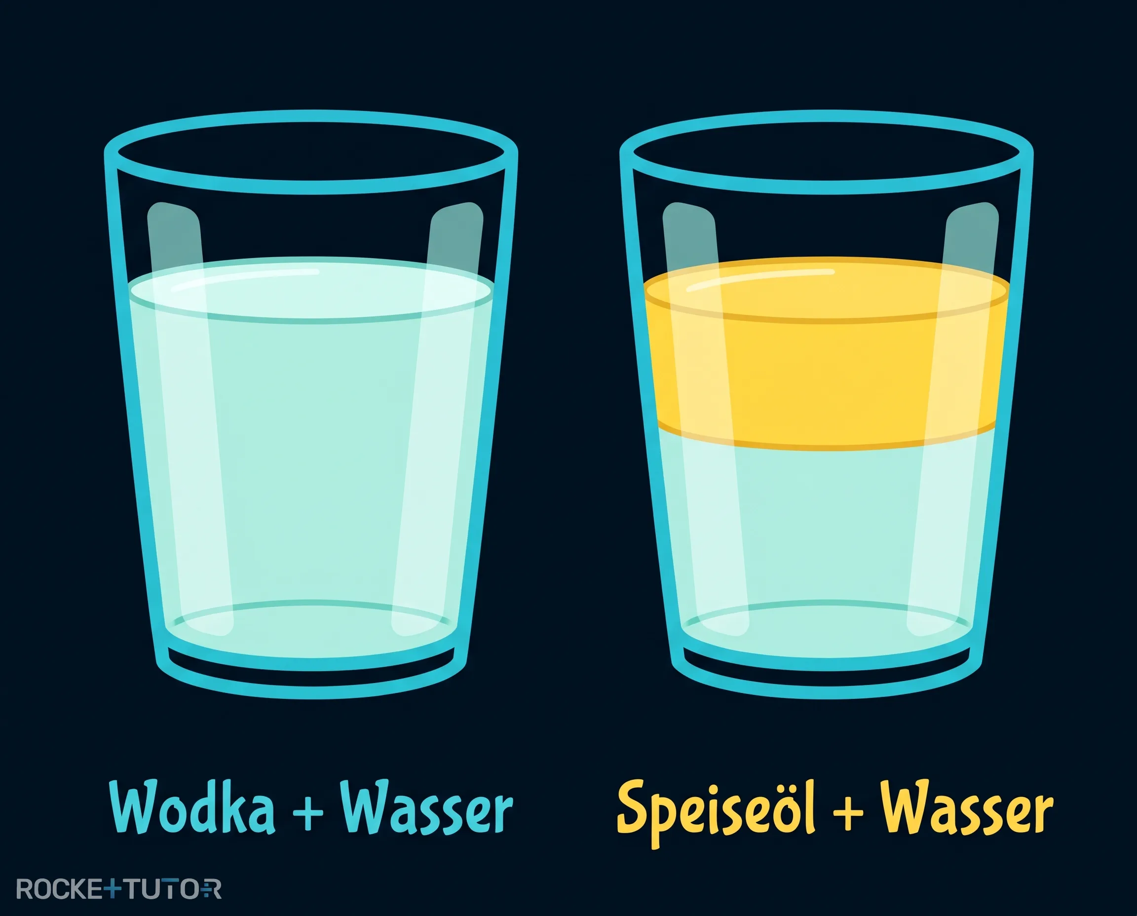 Öl schwimmt auf Wasser