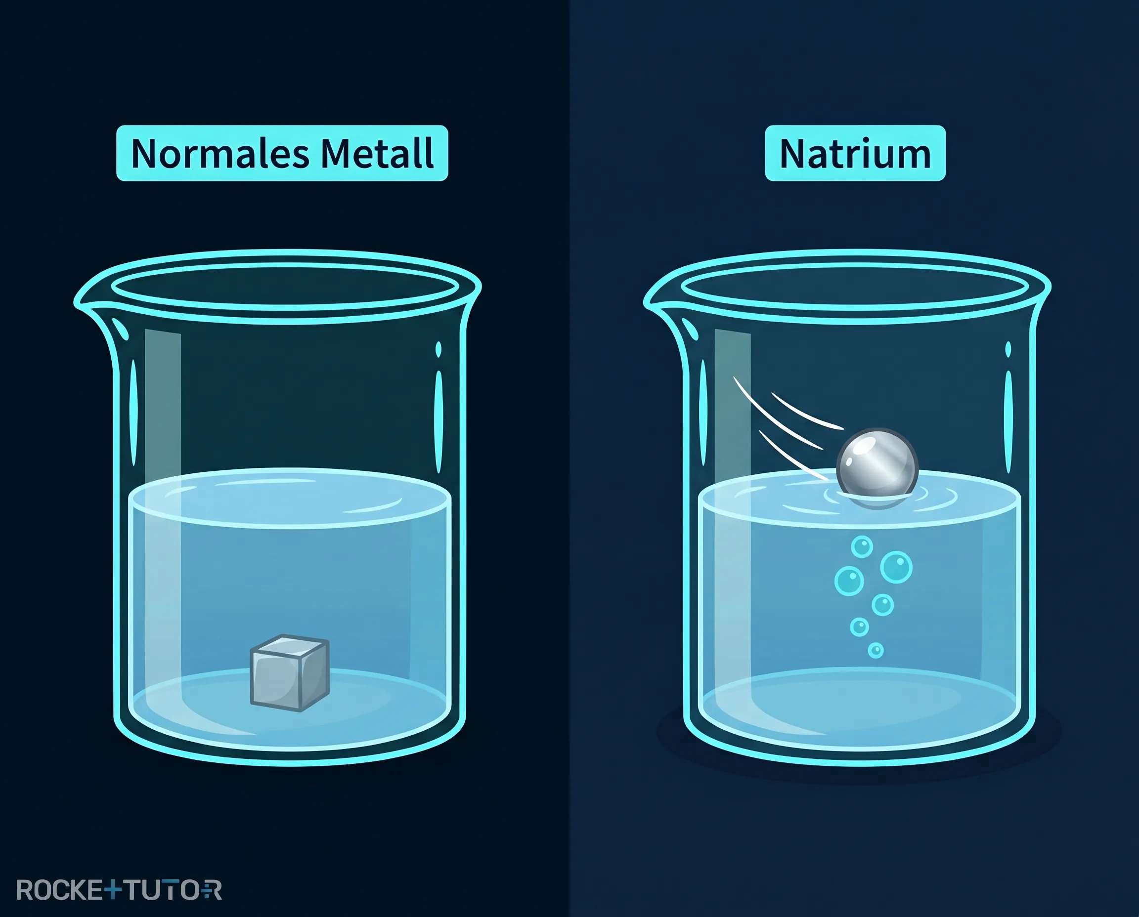 Natrium reagiert mit Wasser